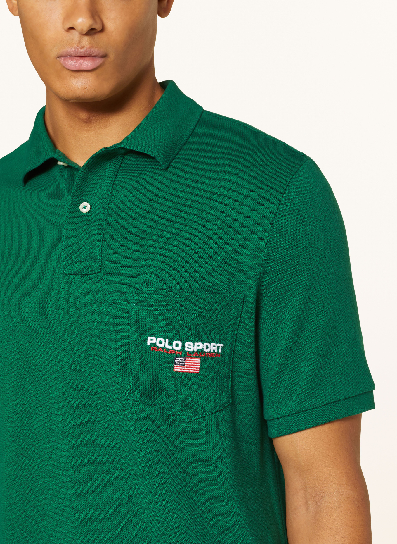 POLO SPORT Piqué polo shirt classic fit, Color: DARK GREEN (Image 4)