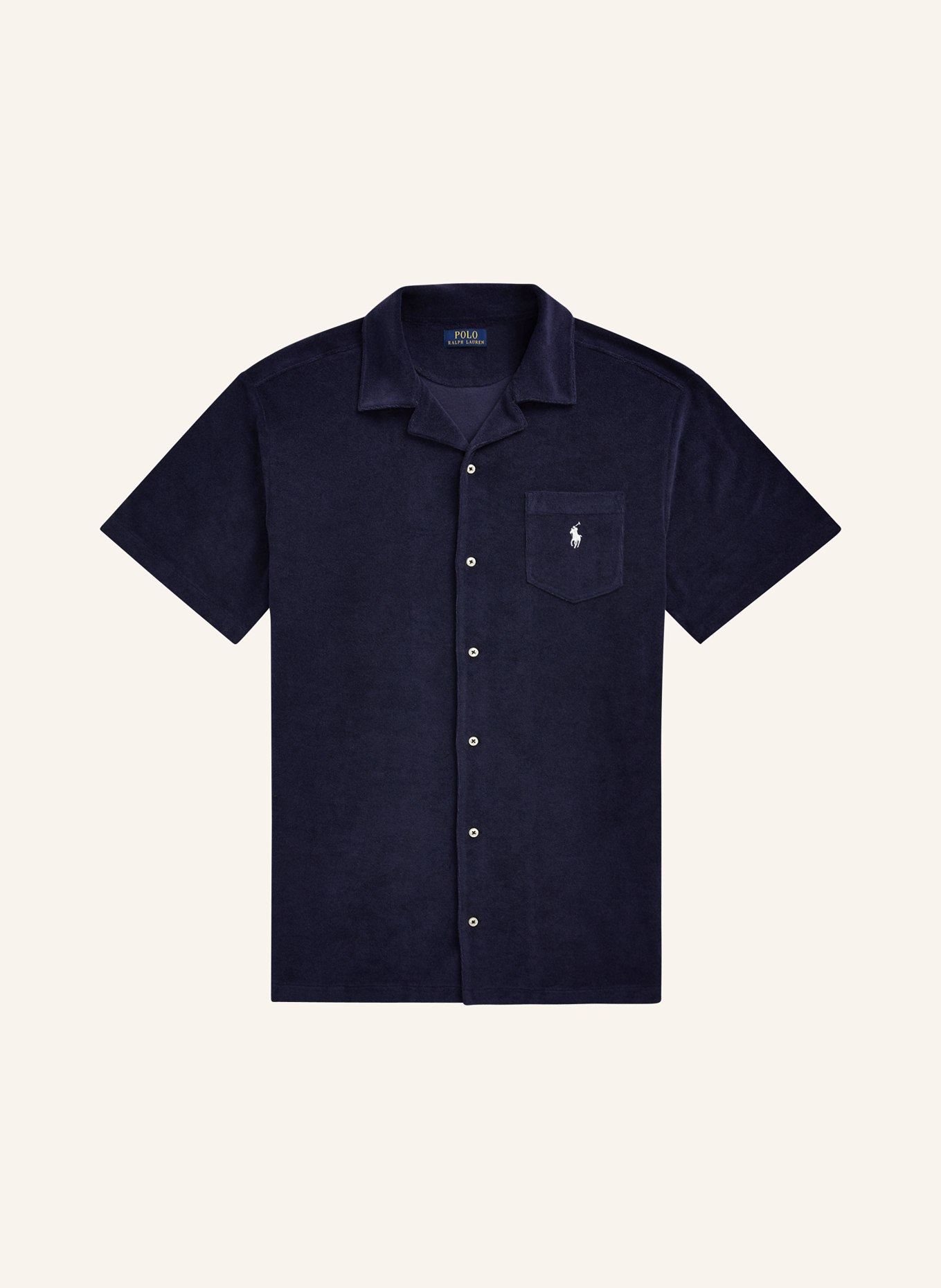 POLO RALPH LAUREN Big & Tall Kurzarm-Hemd Comfort Fit aus Frottee, Farbe: DUNKELBLAU (Bild 1)