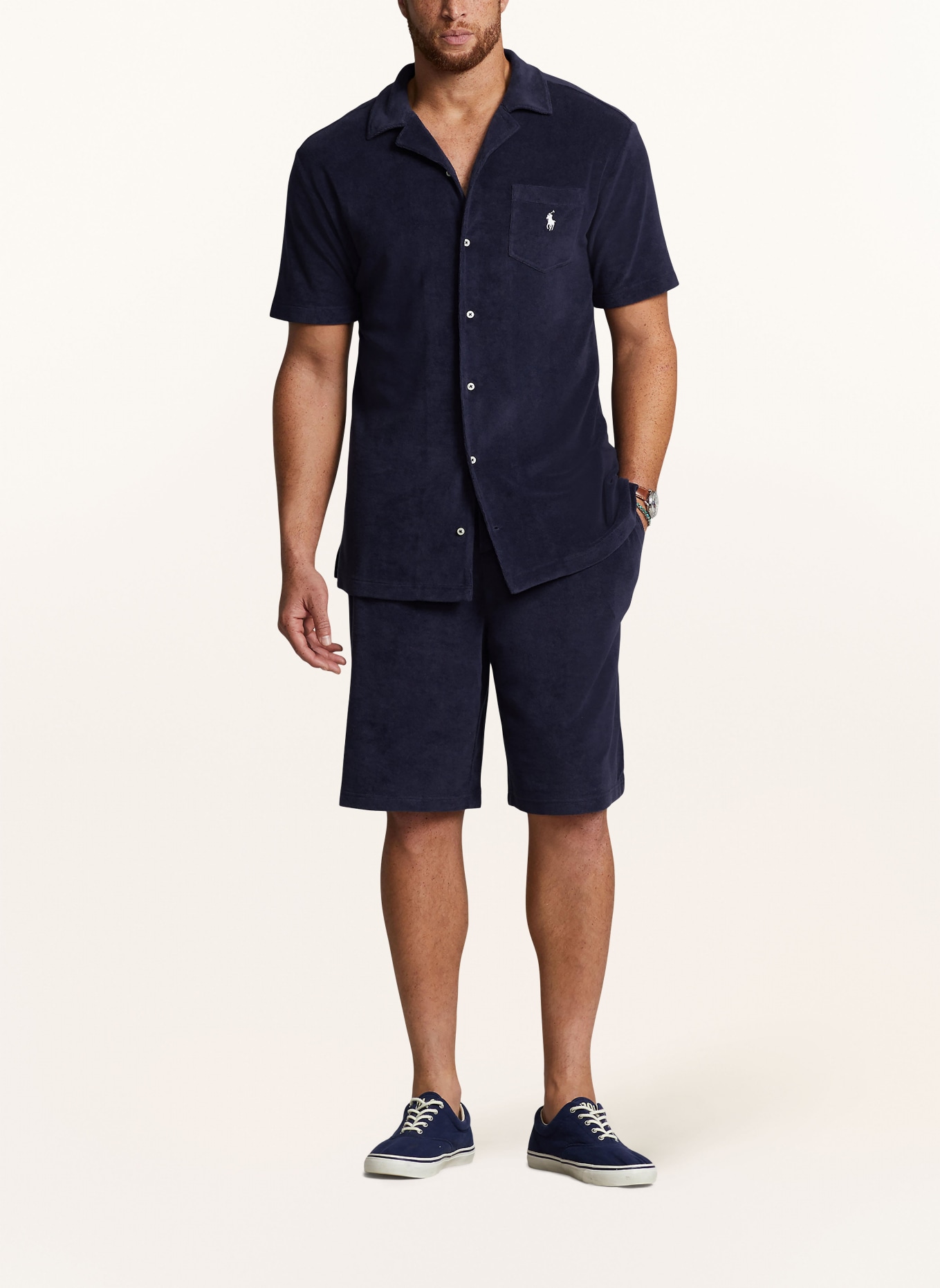 POLO RALPH LAUREN Big & Tall Košile s krátkým rukávem Comfort Fit z froté materiálu, Barva: TMAVĚ MODRÁ (Obrázek 2)