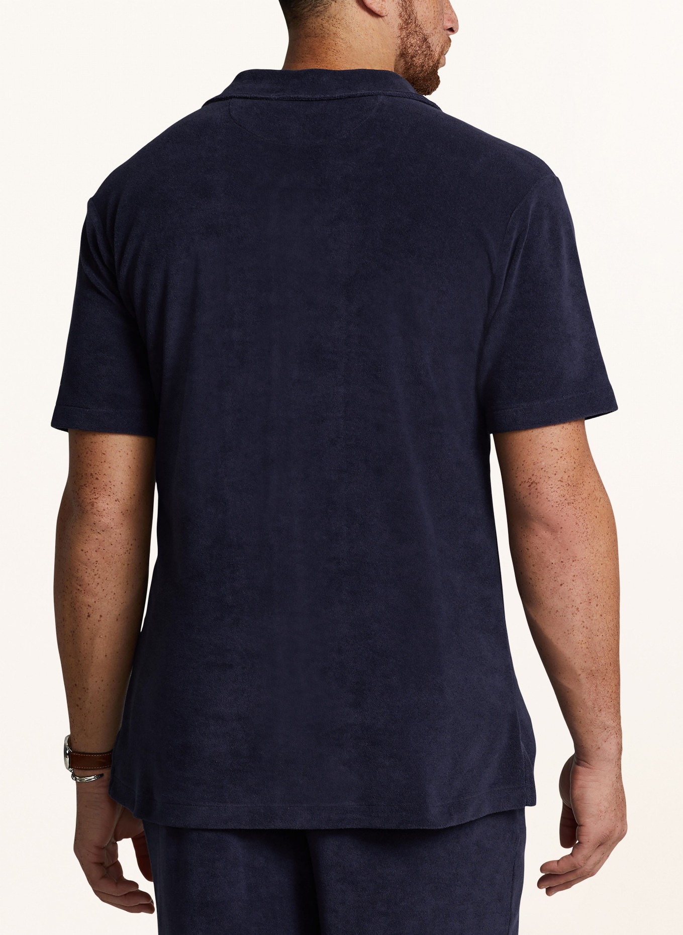 POLO RALPH LAUREN Big & Tall Košile s krátkým rukávem Comfort Fit z froté materiálu, Barva: TMAVĚ MODRÁ (Obrázek 3)