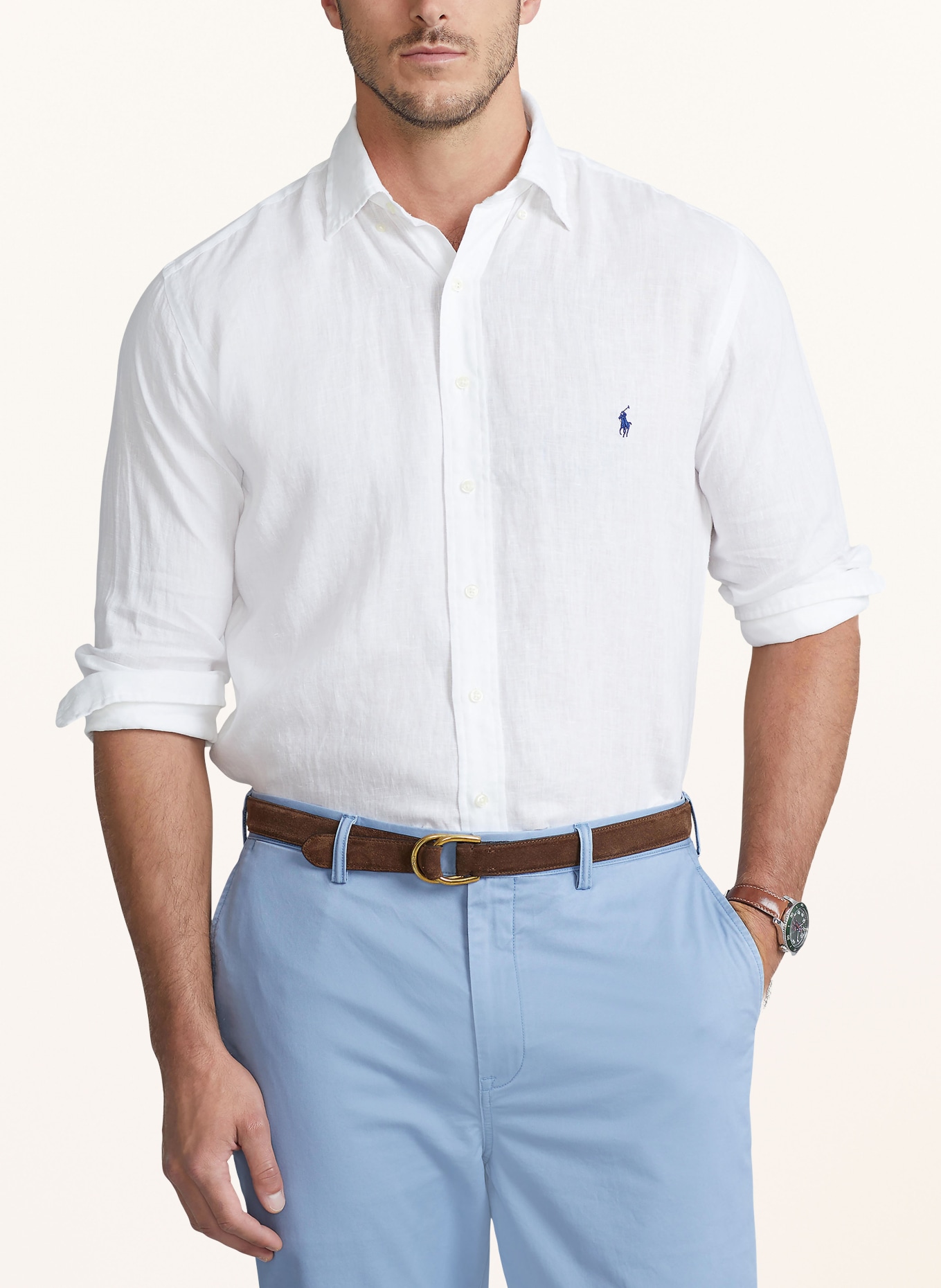 POLO RALPH LAUREN Big & Tall Linen shirt slim fit, Color: WHITE (Image 4)