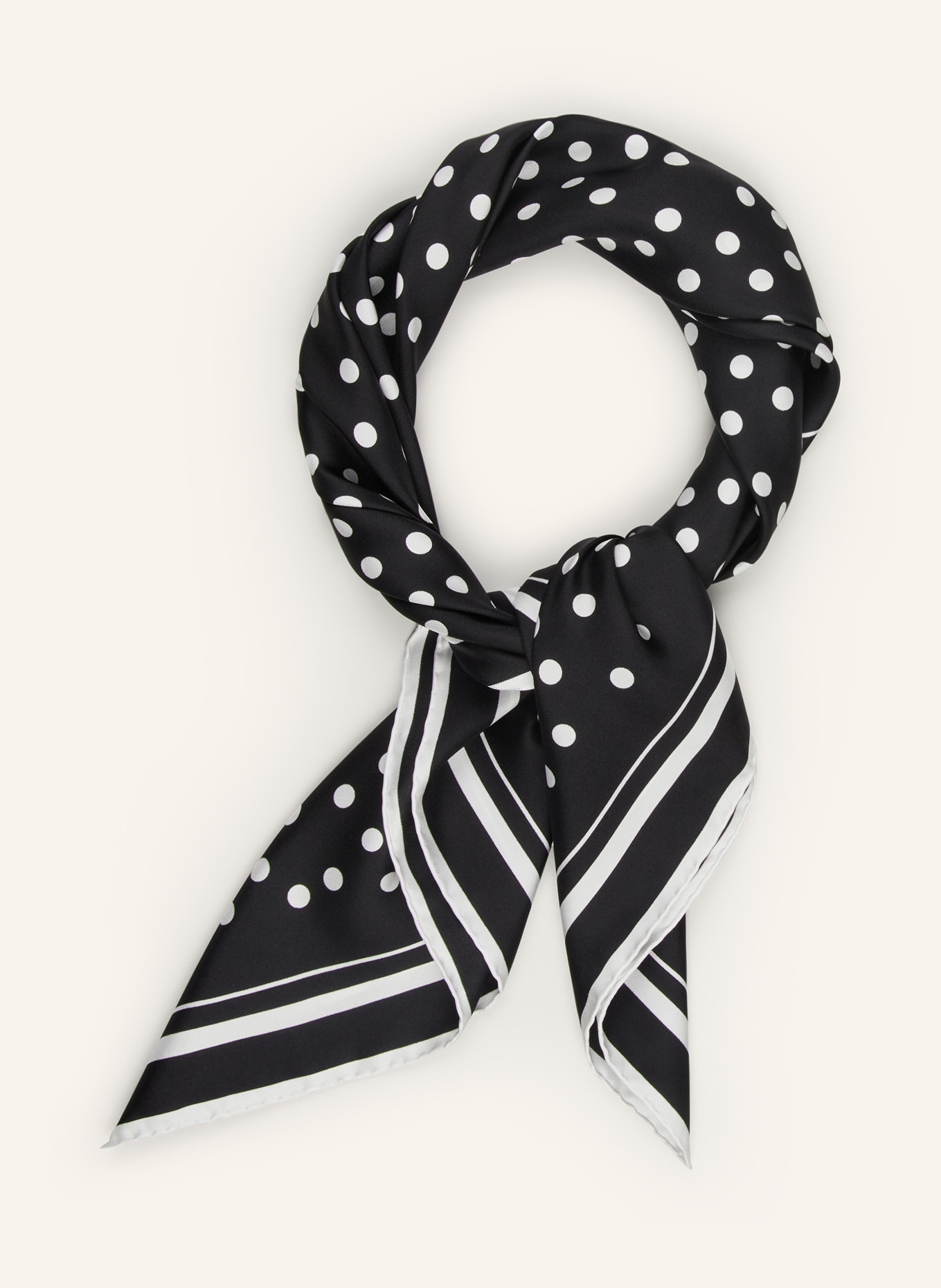 DOLCE & GABBANA Silk scarf, Color: BLACK/ WHITE (Image 2)