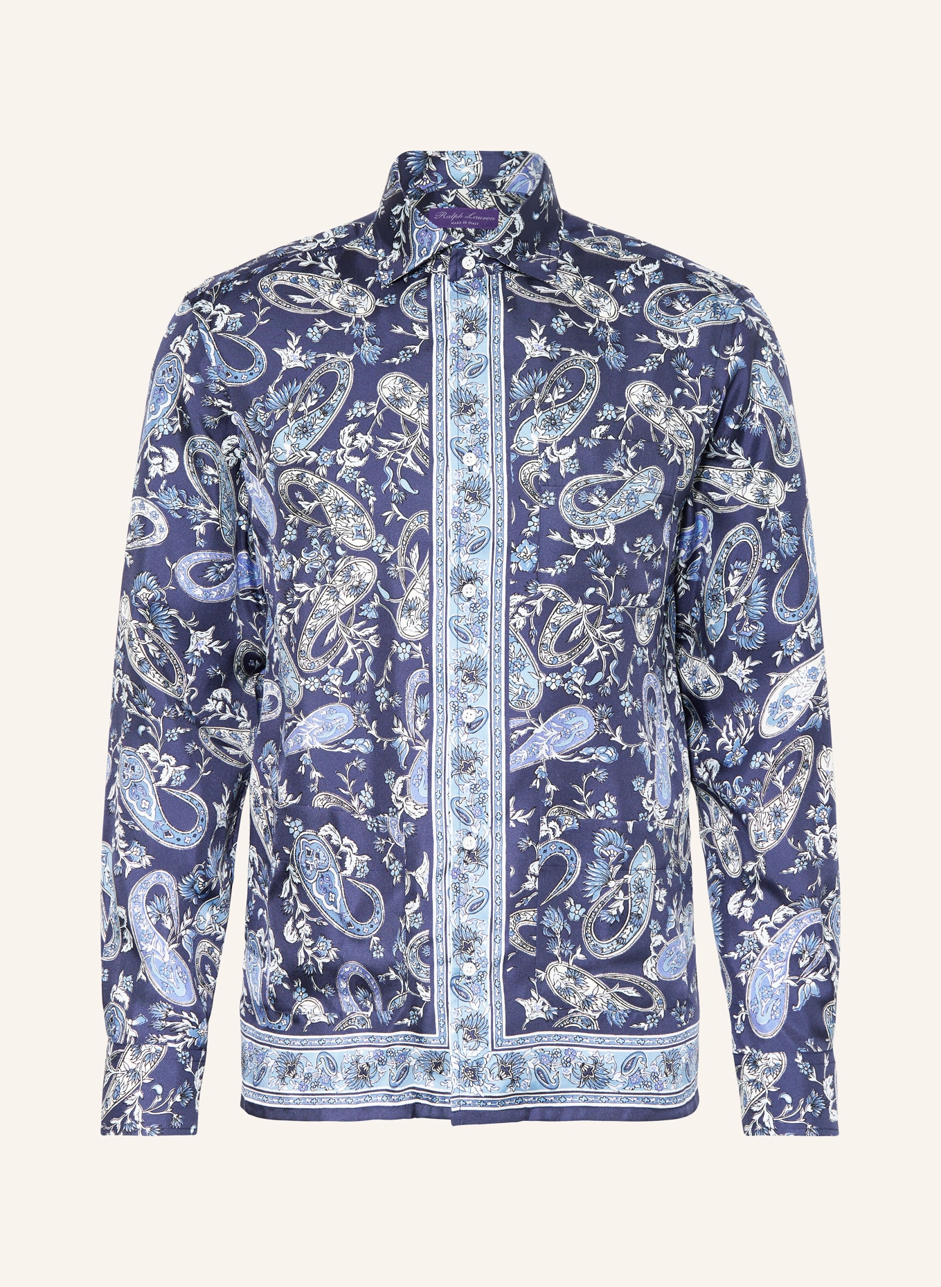 RALPH LAUREN PURPLE LABEL Silk shirt slim fit, Color: DARK BLUE/ LIGHT BLUE/ WHITE (Image 1)
