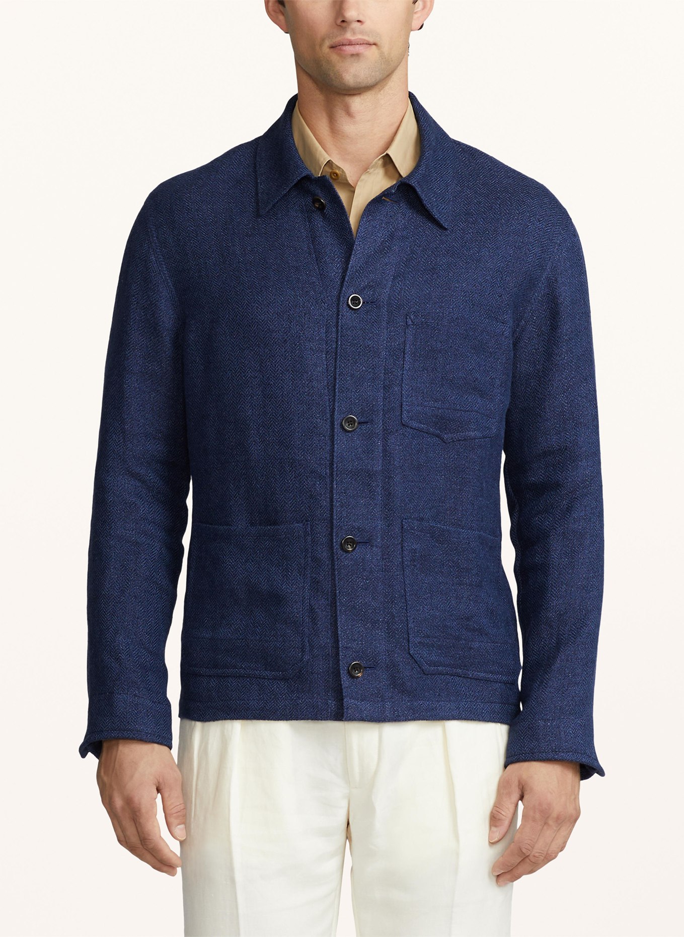 RALPH LAUREN PURPLE LABEL Linen overshirt, Color: DARK BLUE (Image 4)