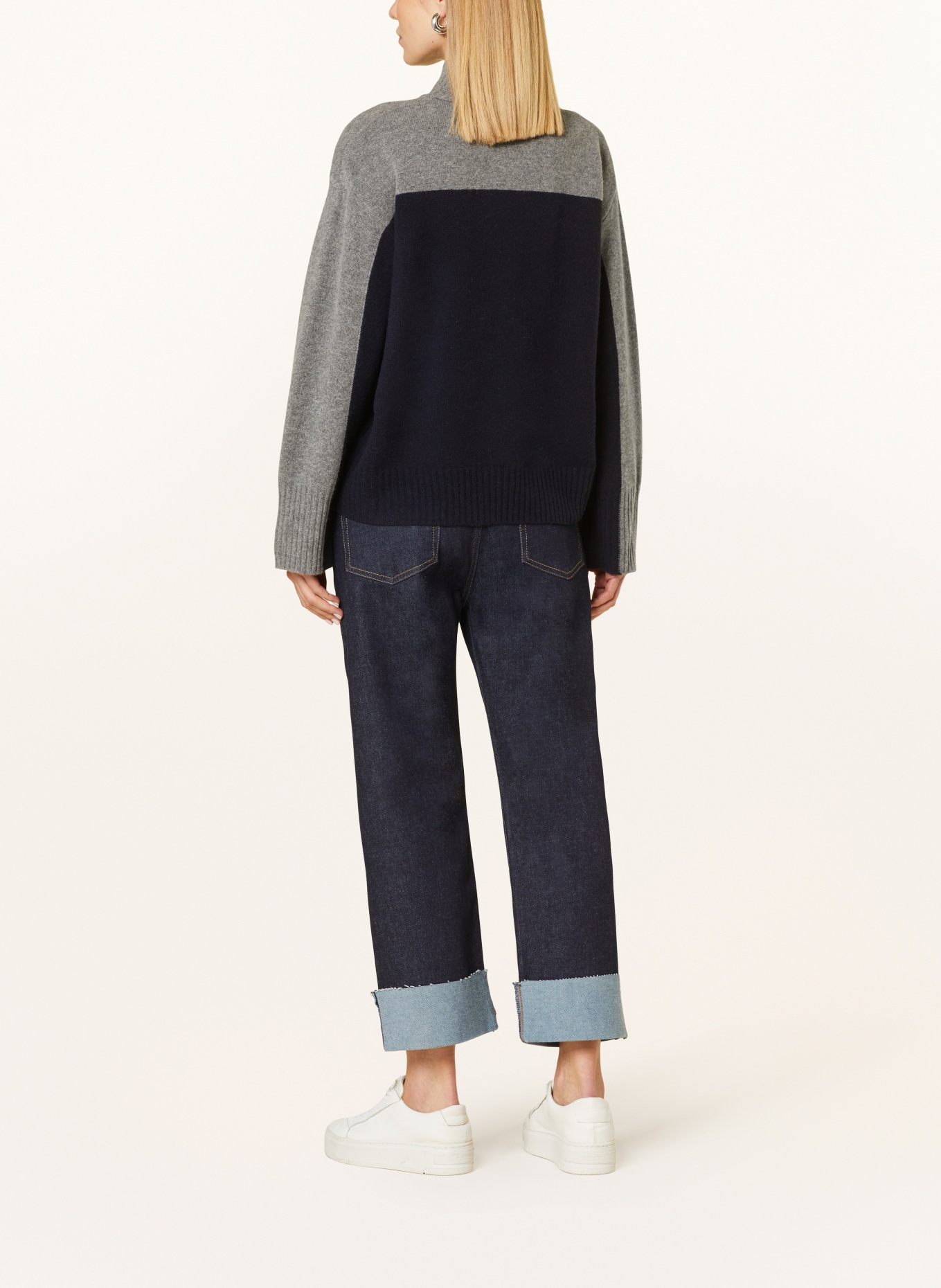 WHISTLES Sweater, Color: GRAY/ DARK BLUE (Image 3)