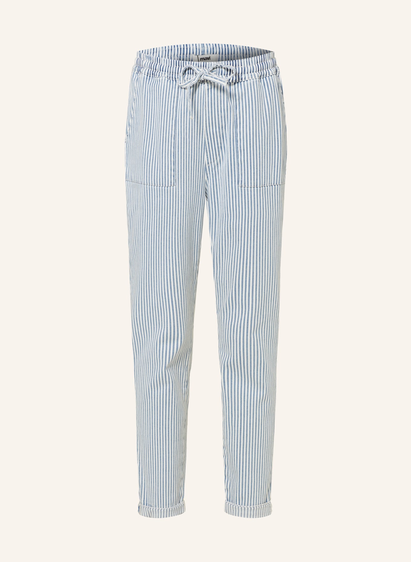 mavi Trousers GEMMA in jogger style, Color: BLUE/ WHITE (Image 1)