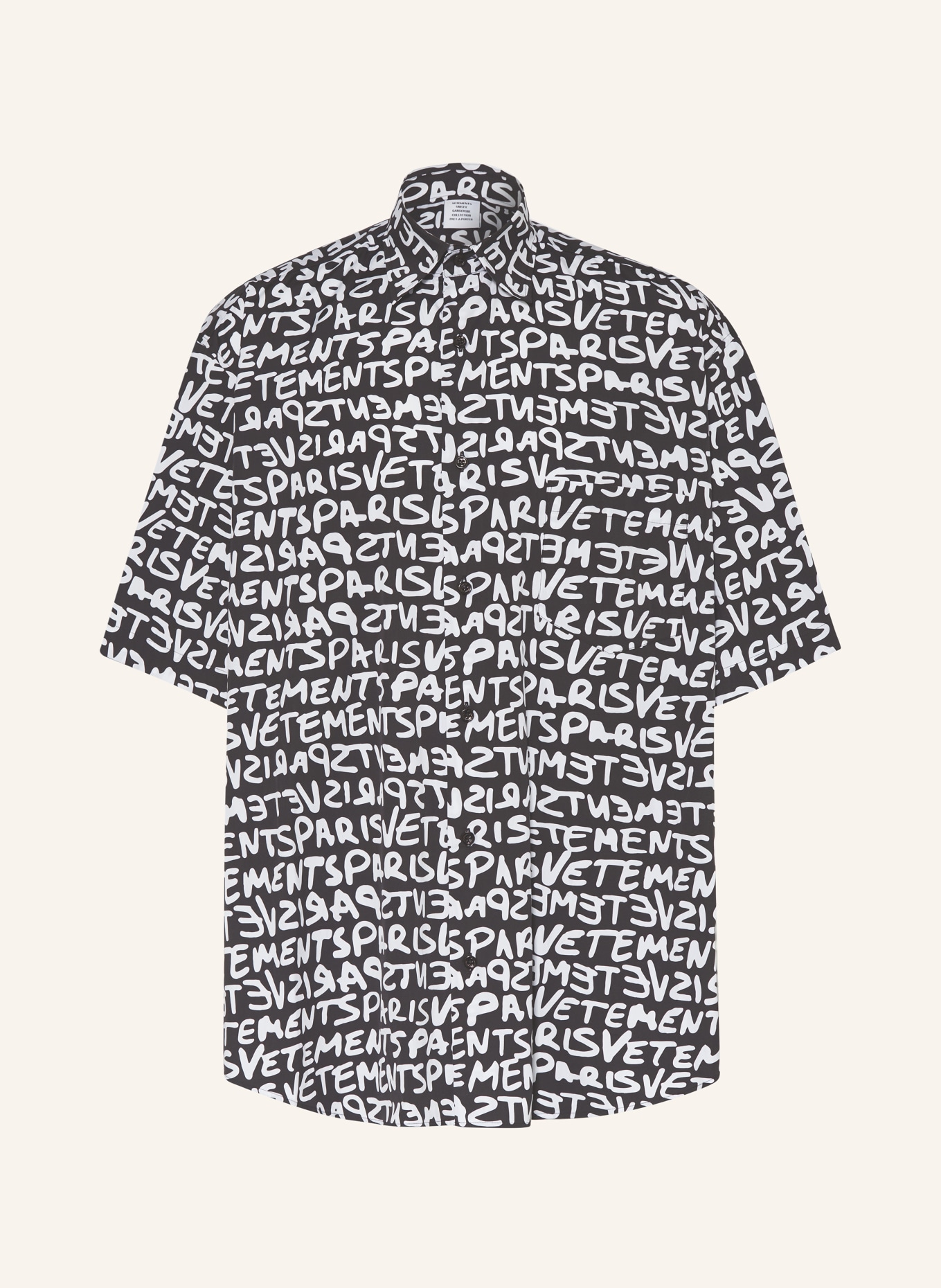 VETEMENTS Short sleeve shirt GRAFITTI comfort fit, Color: BLACK/ WHITE (Image 1)
