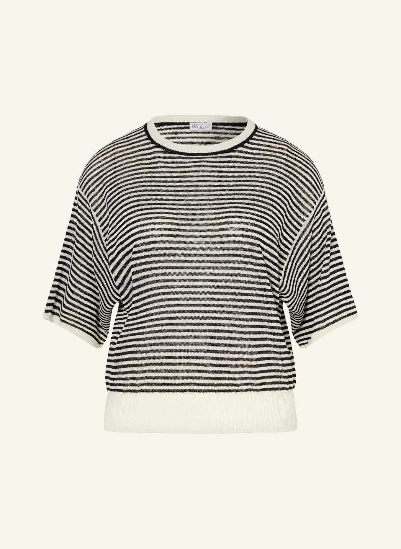 BRUNELLO CUCINELLI Knit shirt in linen, Color: BLACK/ WHITE (Image 1)