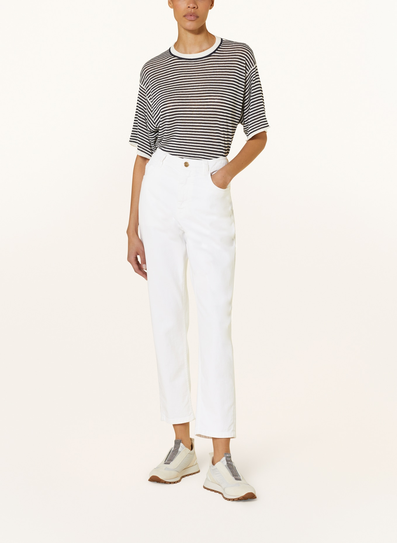 BRUNELLO CUCINELLI Knit shirt in linen, Color: BLACK/ WHITE (Image 2)