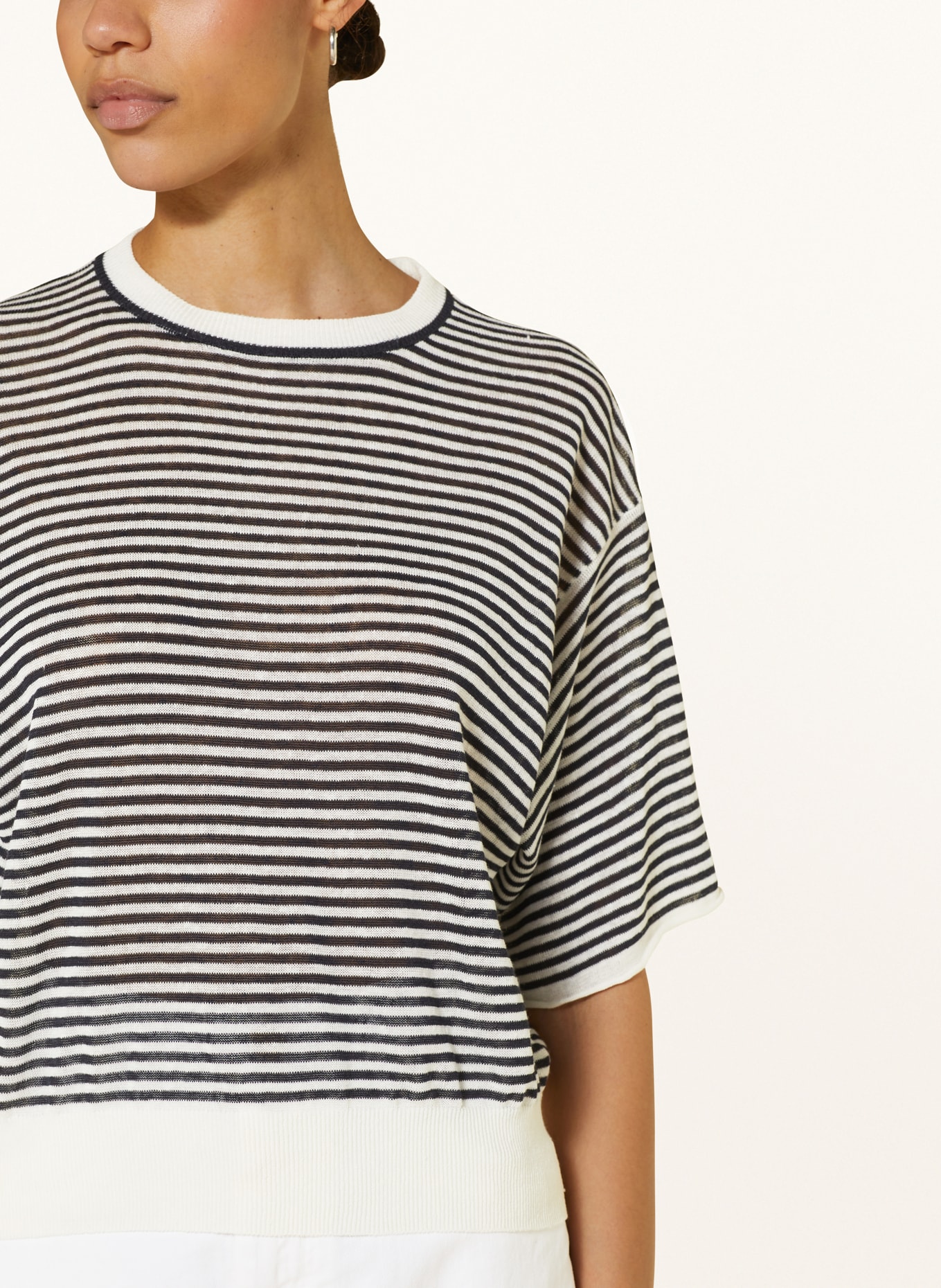BRUNELLO CUCINELLI Knit shirt in linen, Color: BLACK/ WHITE (Image 4)