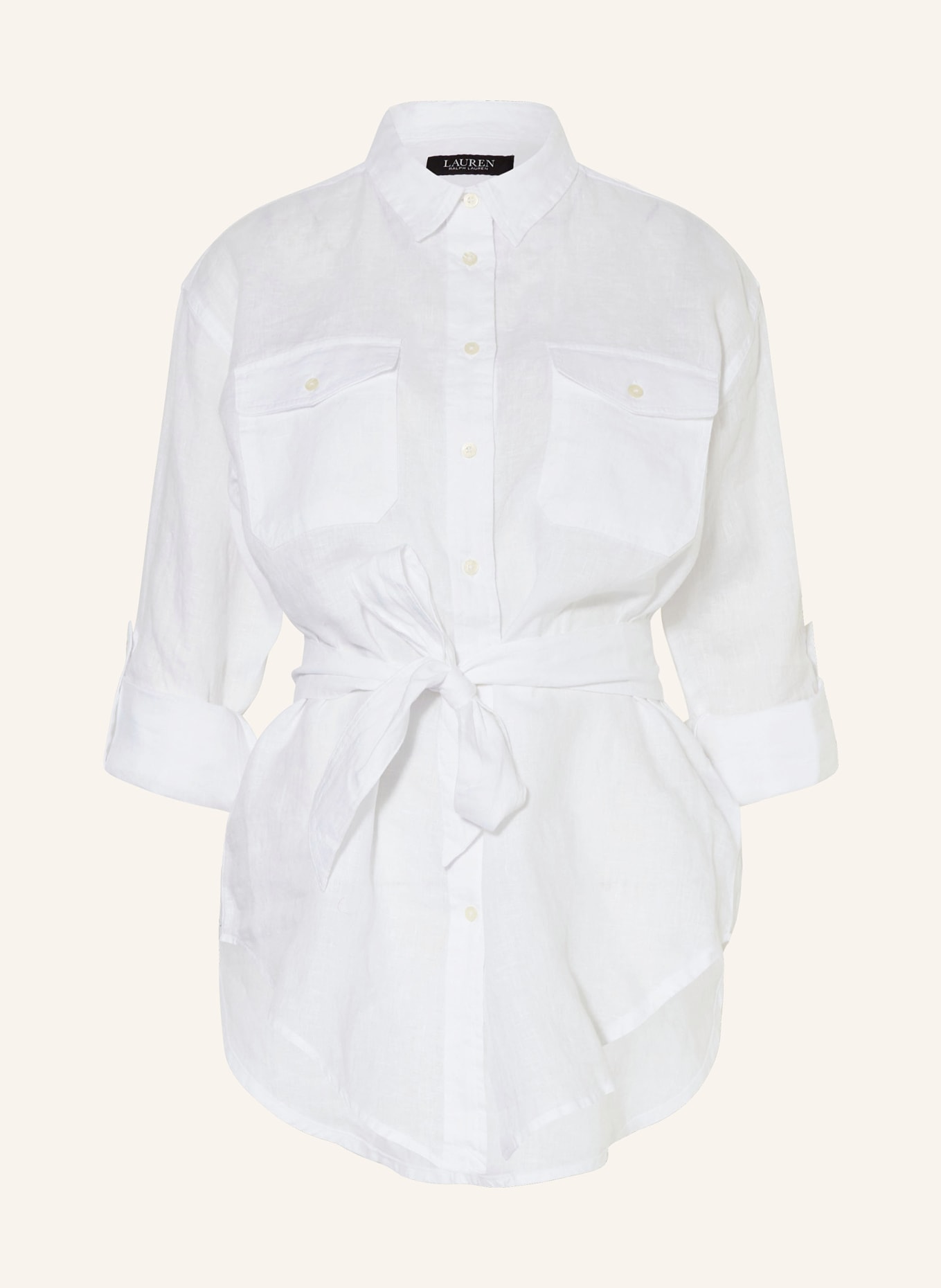 LAUREN RALPH LAUREN Shirt blouse made of linen, Color: WHITE (Image 1)