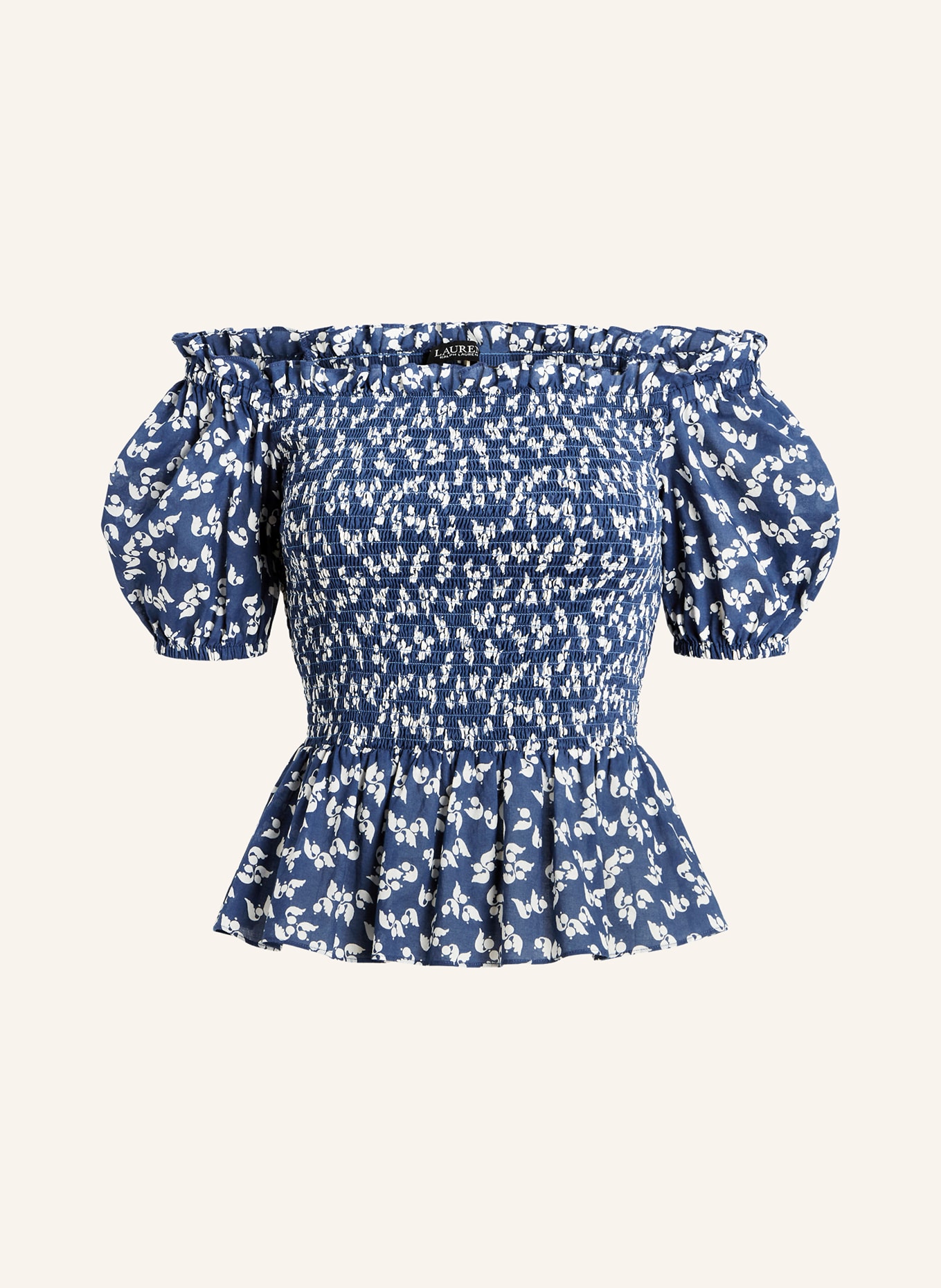LAUREN RALPH LAUREN Off-the-shoulder blouse, Color: BLUE/ CREAM (Image 1)