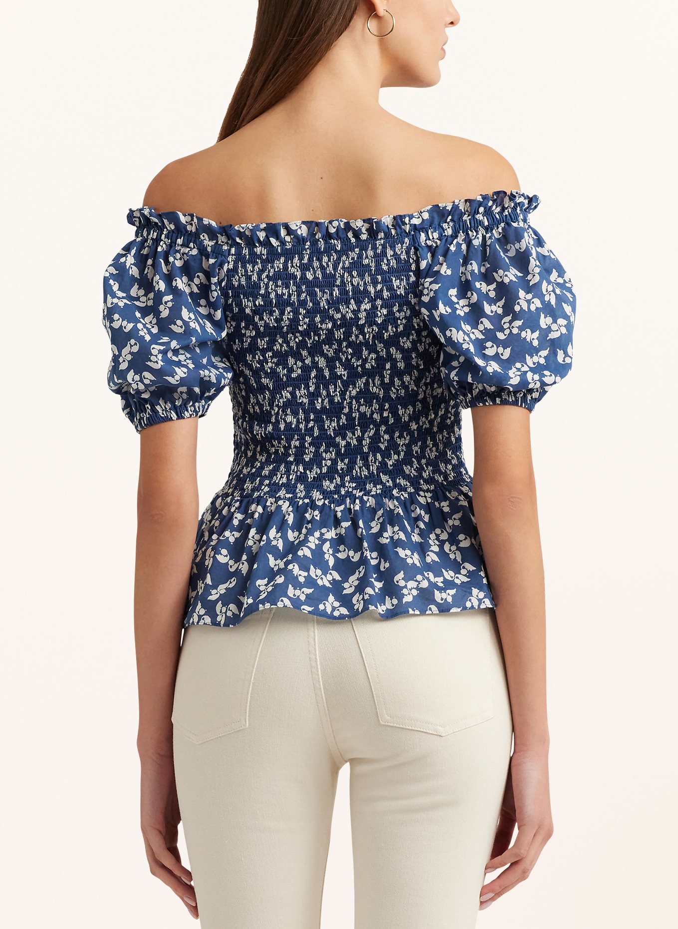 LAUREN RALPH LAUREN Off-the-shoulder blouse, Color: BLUE/ CREAM (Image 3)