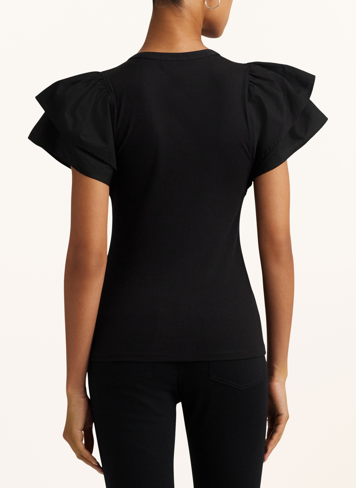 LAUREN RALPH LAUREN T-shirt in mixed materials, Color: BLACK (Image 3)