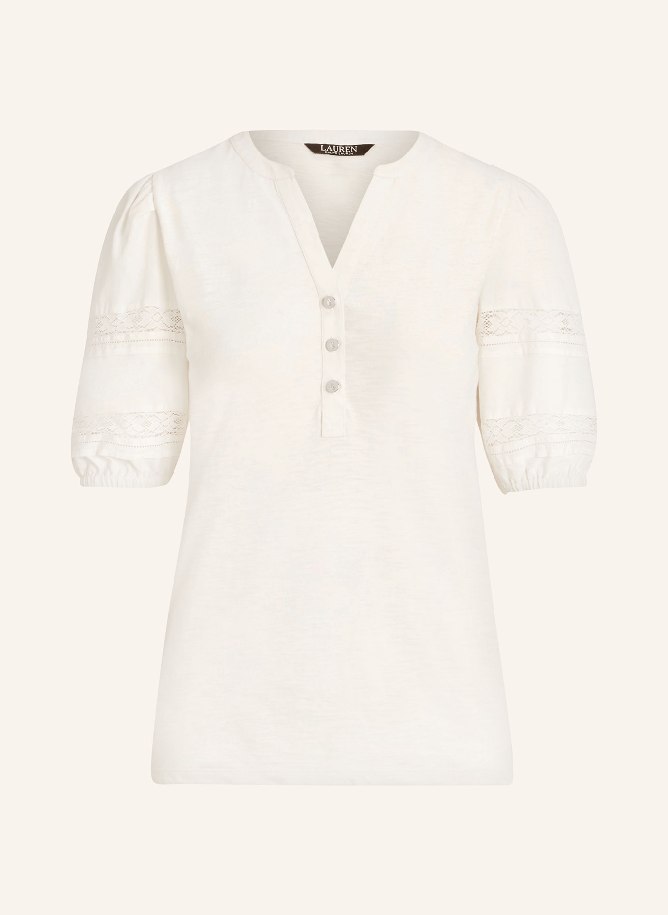 LAUREN RALPH LAUREN Shirt blouse in mixed materials, Color: CREAM (Image 1)