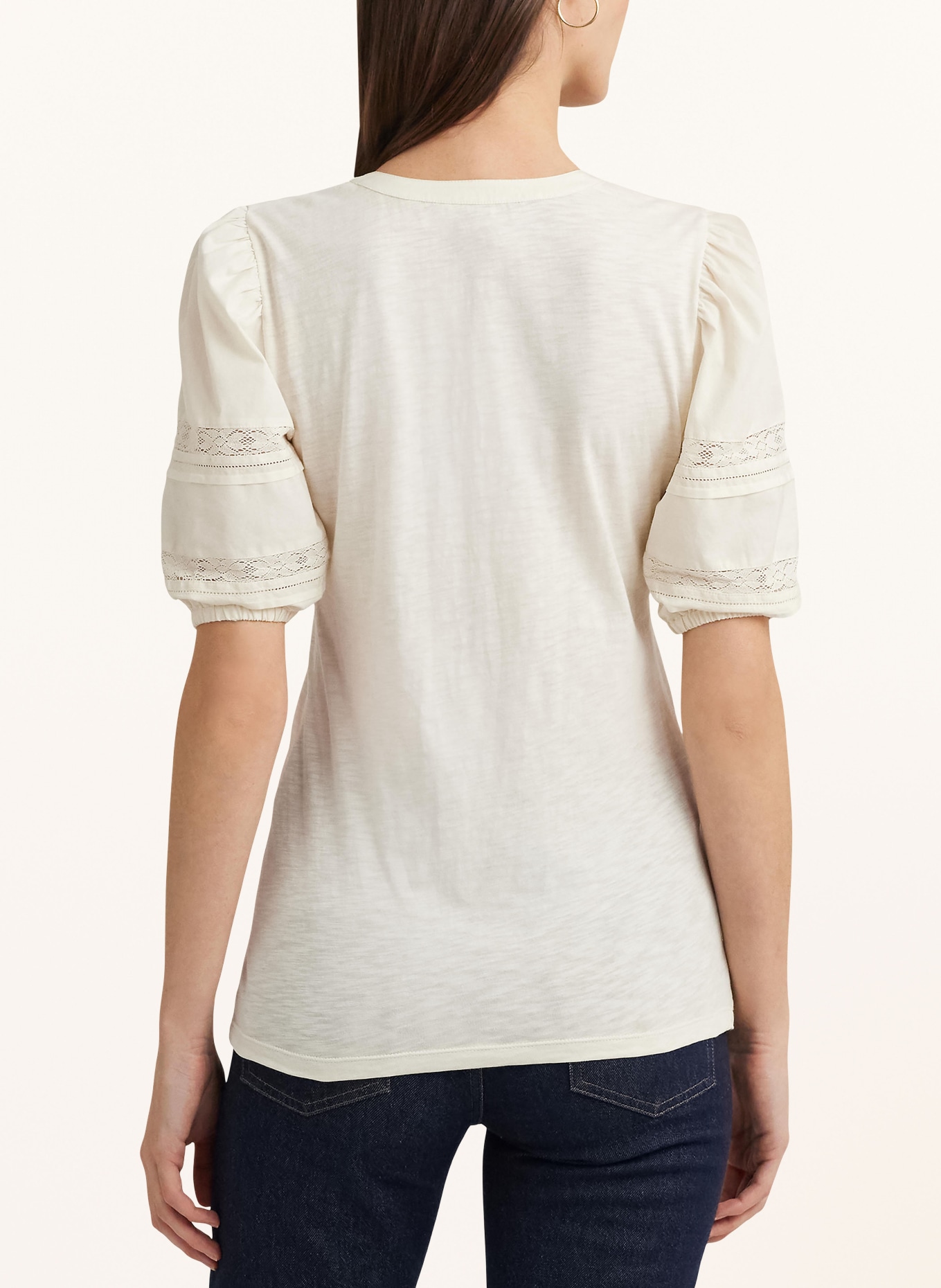 LAUREN RALPH LAUREN Shirt blouse in mixed materials, Color: CREAM (Image 3)