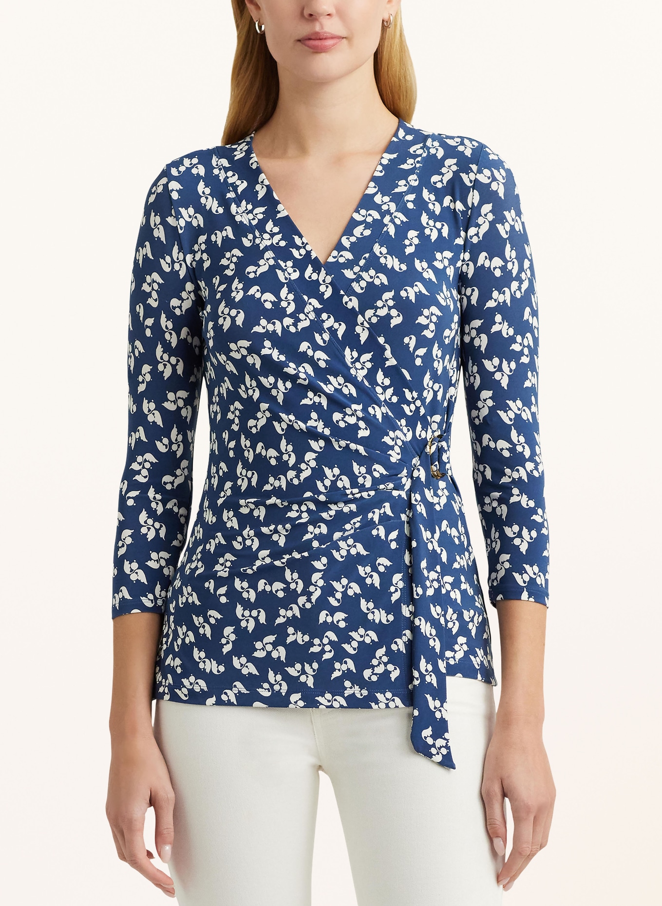 LAUREN RALPH LAUREN Wrap shirt with 3/4 sleeves, Color: BLUE/ WHITE (Image 4)
