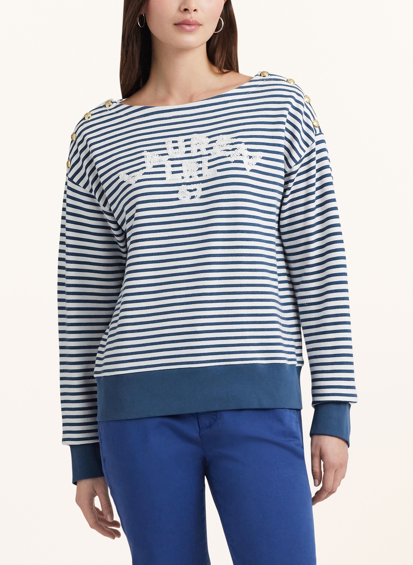 LAUREN RALPH LAUREN Sweatshirt, Farbe: BLAU/ WEISS (Bild 4)
