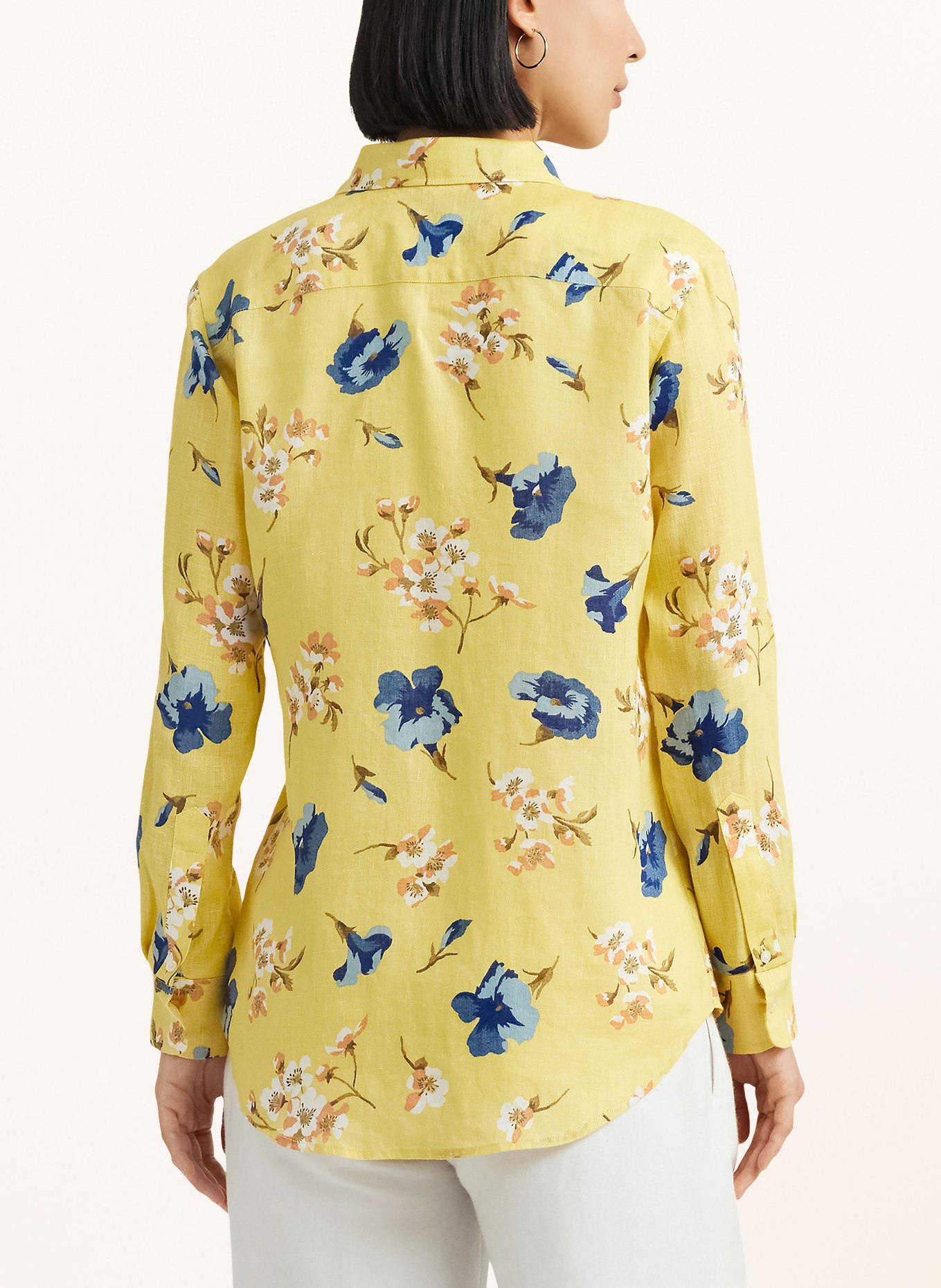 LAUREN RALPH LAUREN Shirt blouse made of linen, Color: YELLOW/ BLUE/ ORANGE (Image 3)