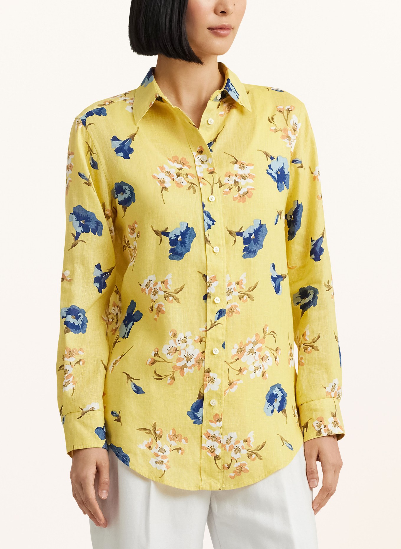 LAUREN RALPH LAUREN Shirt blouse made of linen, Color: YELLOW/ BLUE/ ORANGE (Image 4)