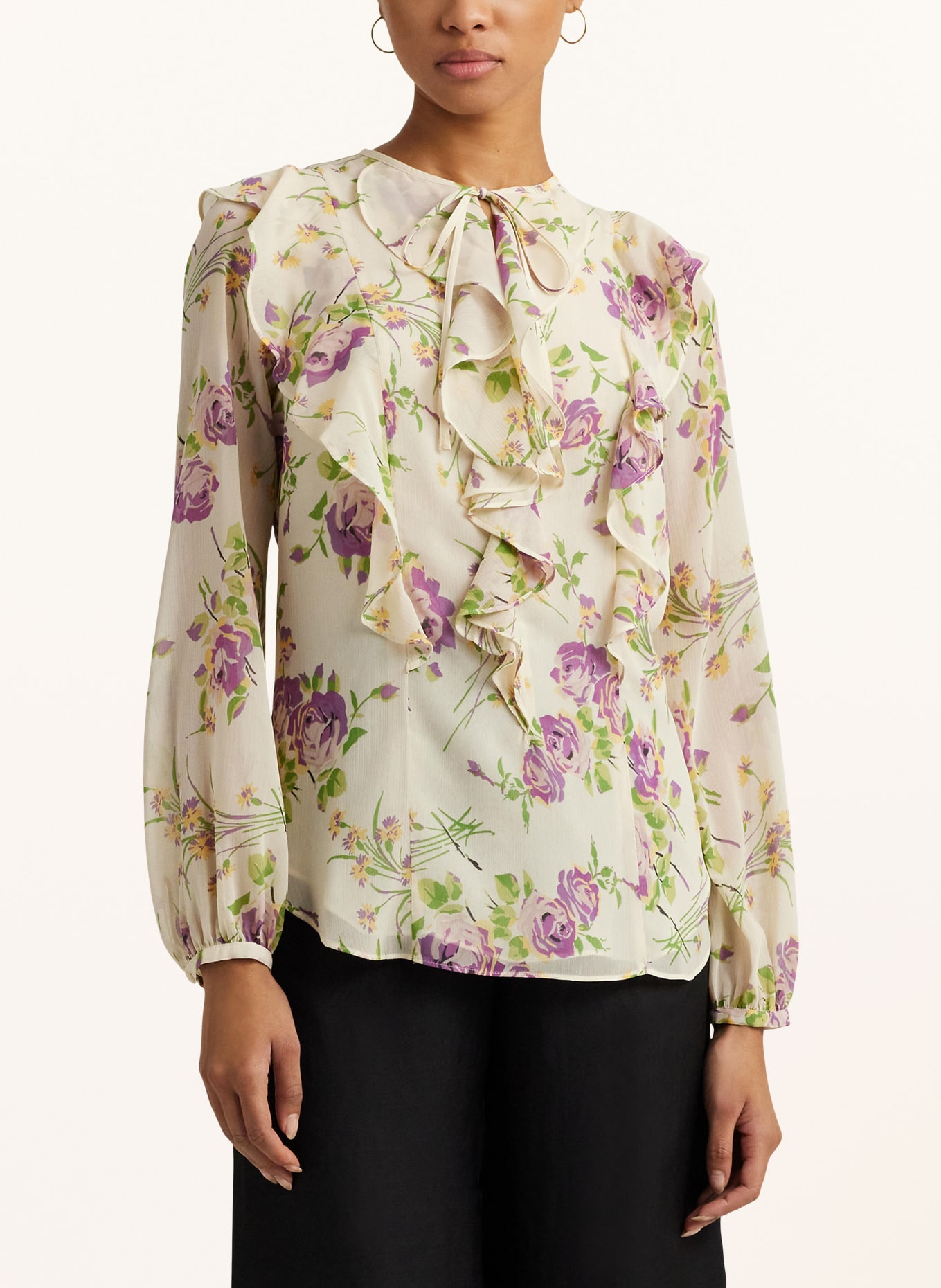 LAUREN RALPH LAUREN Shirt blouse with frills, Color: PURPLE/ GREEN/ CREAM (Image 4)
