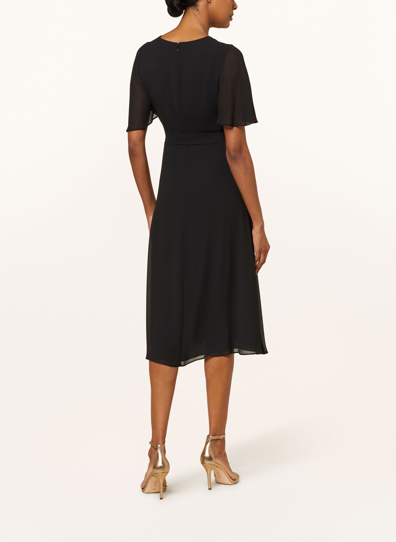 LAUREN RALPH LAUREN Kleid in Wickeloptik: SCHWARZ