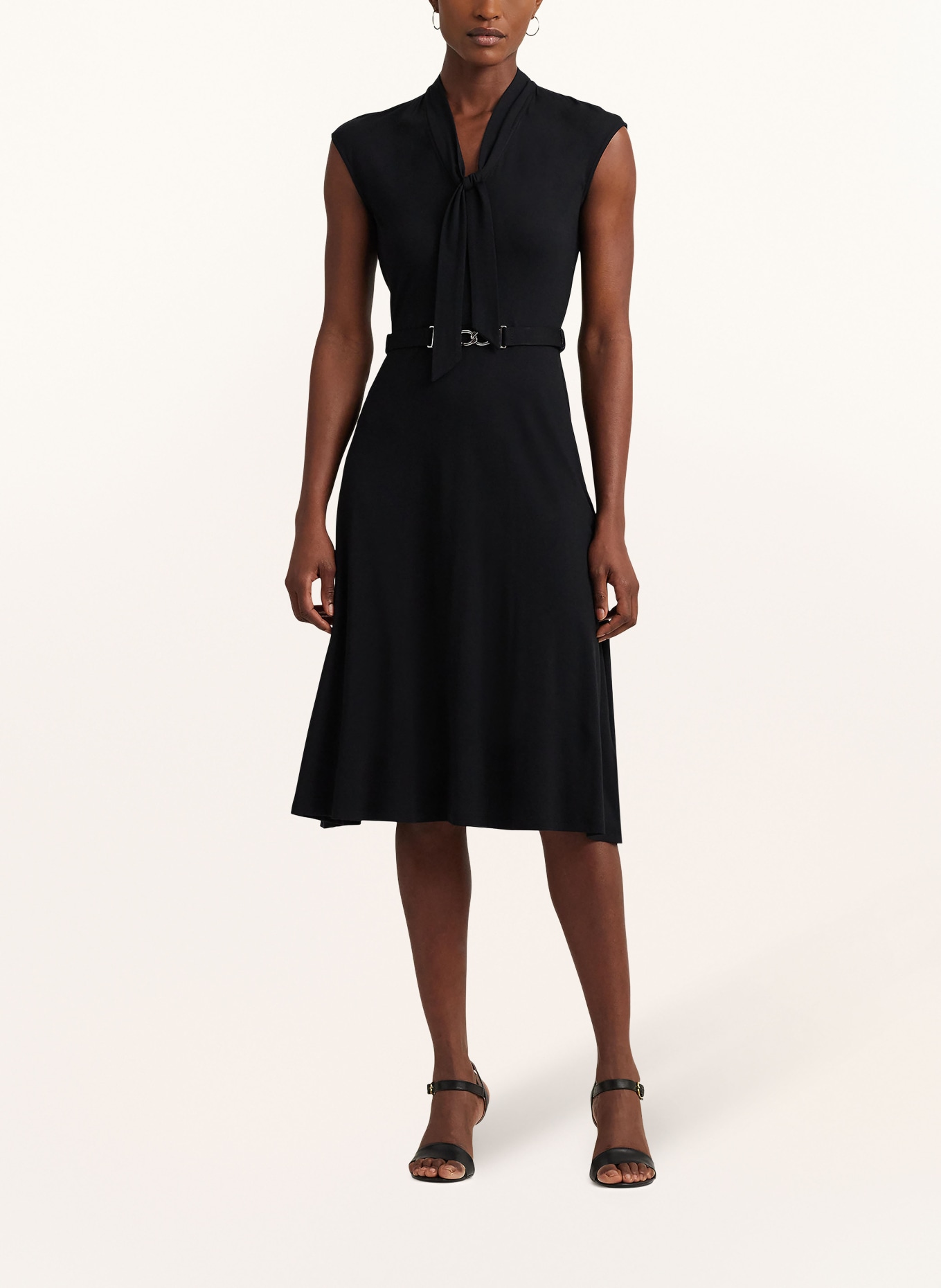 LAUREN RALPH LAUREN Bow-tie collar dress in jersey, Color: BLACK (Image 2)