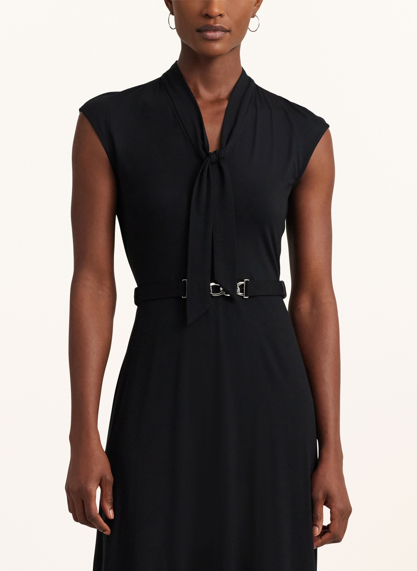 LAUREN RALPH LAUREN Bow-tie collar dress in jersey, Color: BLACK (Image 4)