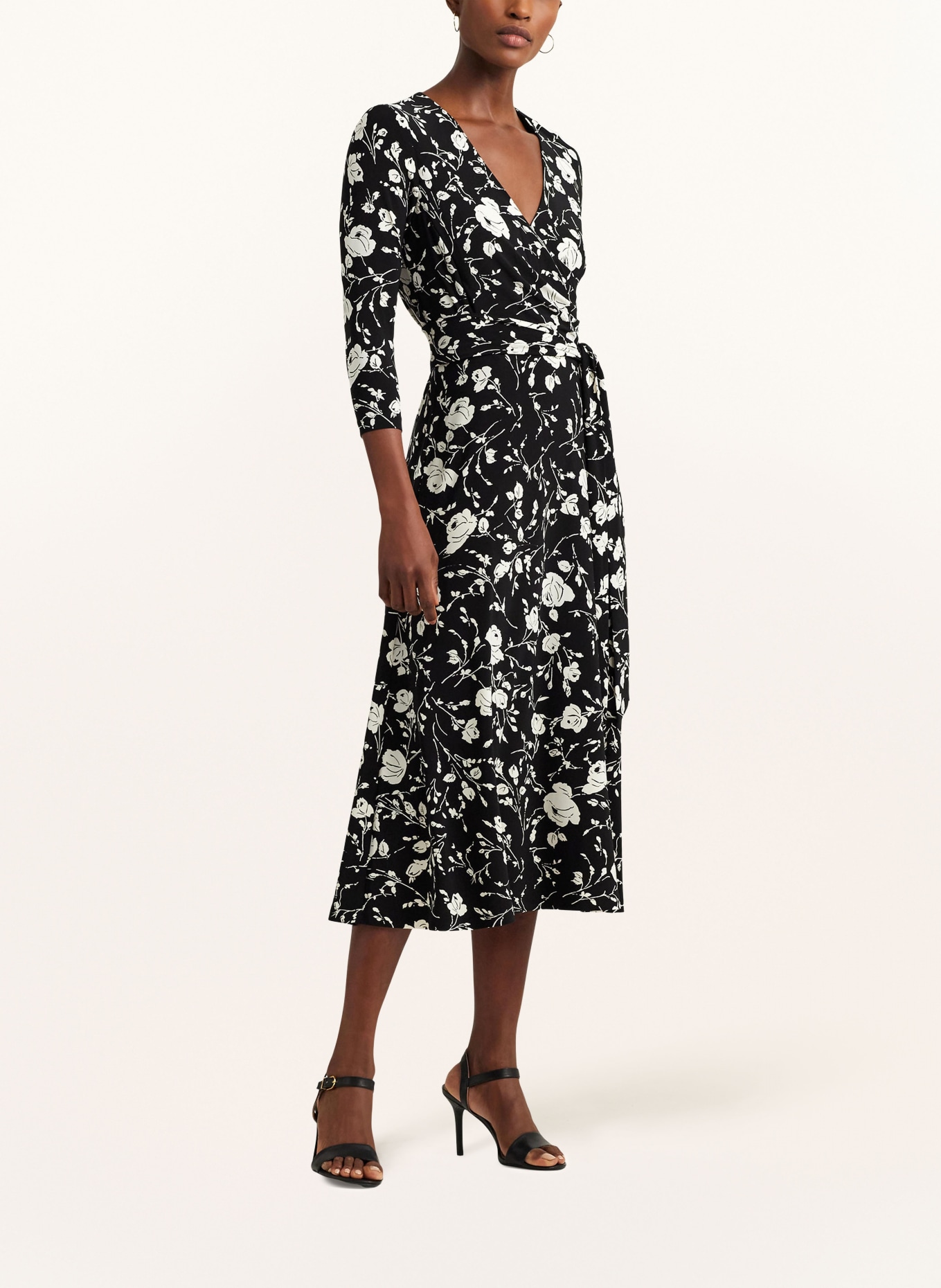 LAUREN RALPH LAUREN Jersey dress with 3/4 sleeves, Color: BLACK/ WHITE (Image 2)