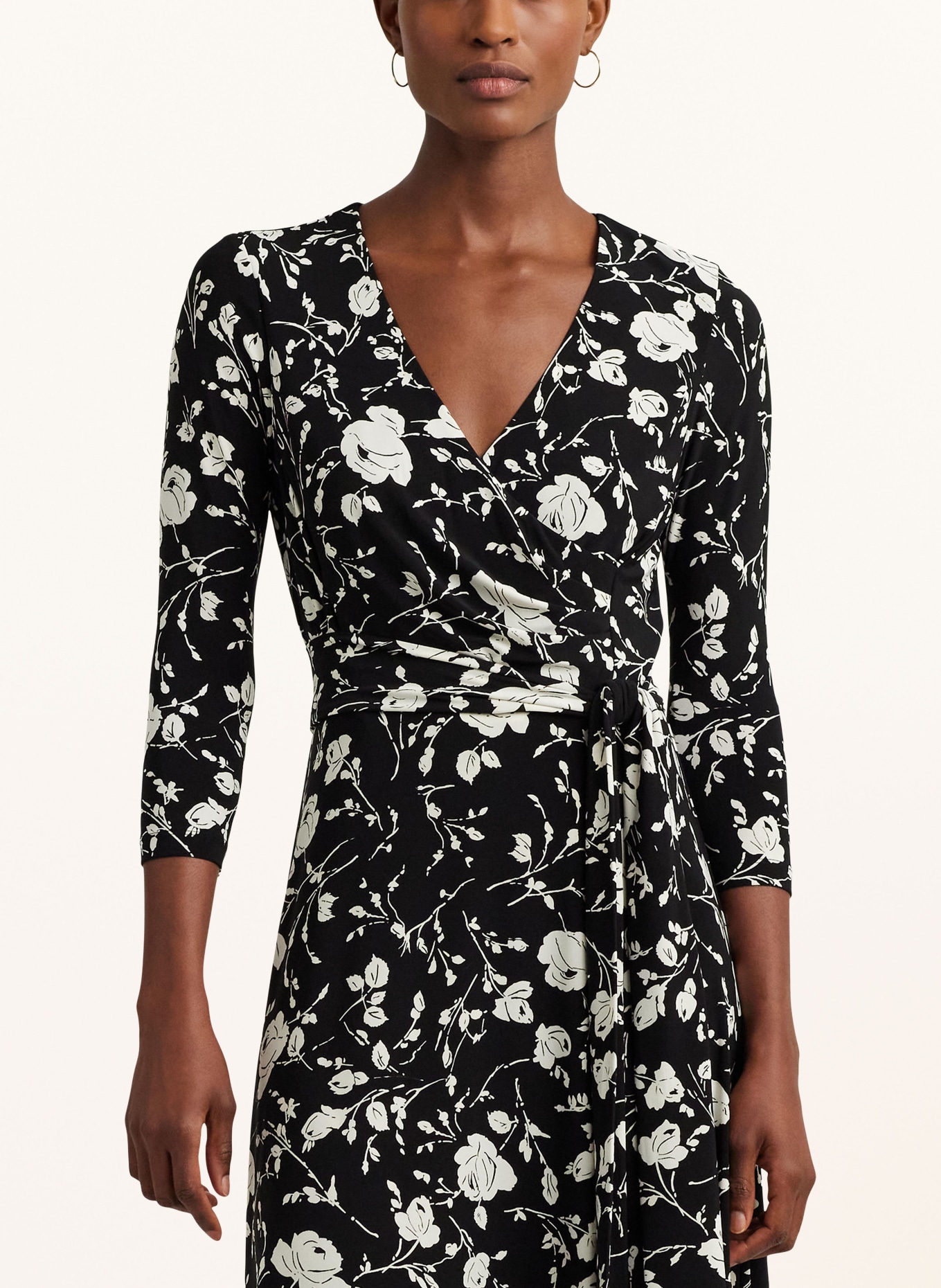 LAUREN RALPH LAUREN Jersey dress with 3/4 sleeves, Color: BLACK/ WHITE (Image 4)