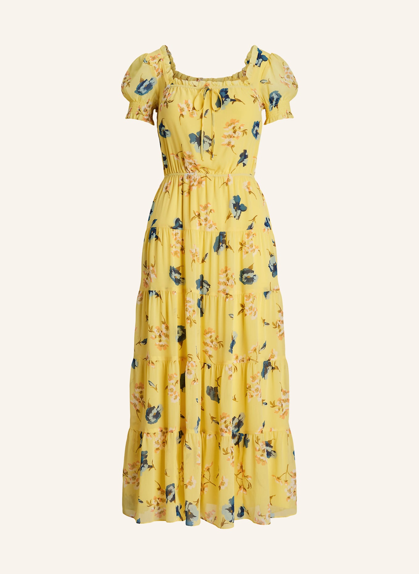 LAUREN RALPH LAUREN Dress with ruffles and frills, Color: YELLOW/ BLUE/ LIGHT ORANGE (Image 1)