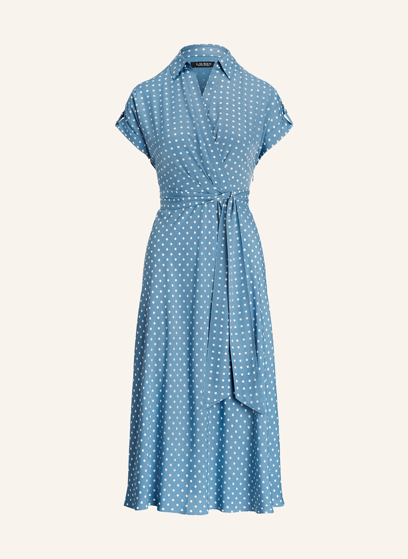 LAUREN RALPH LAUREN Wrap dress, Color: BLUE GRAY/ WHITE (Image 1)