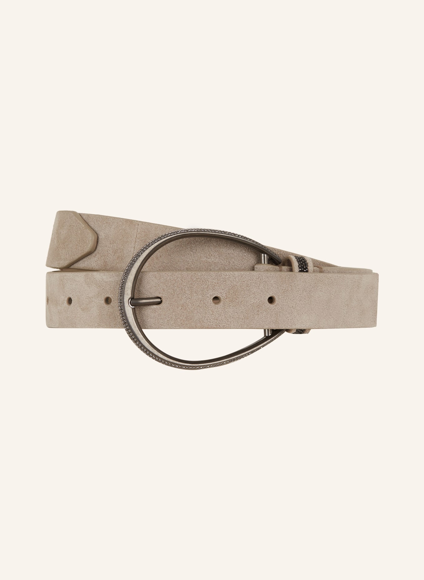 BRUNELLO CUCINELLI Leather belt CRYSTAL with decorative gems, Color: BEIGE (Image 1)