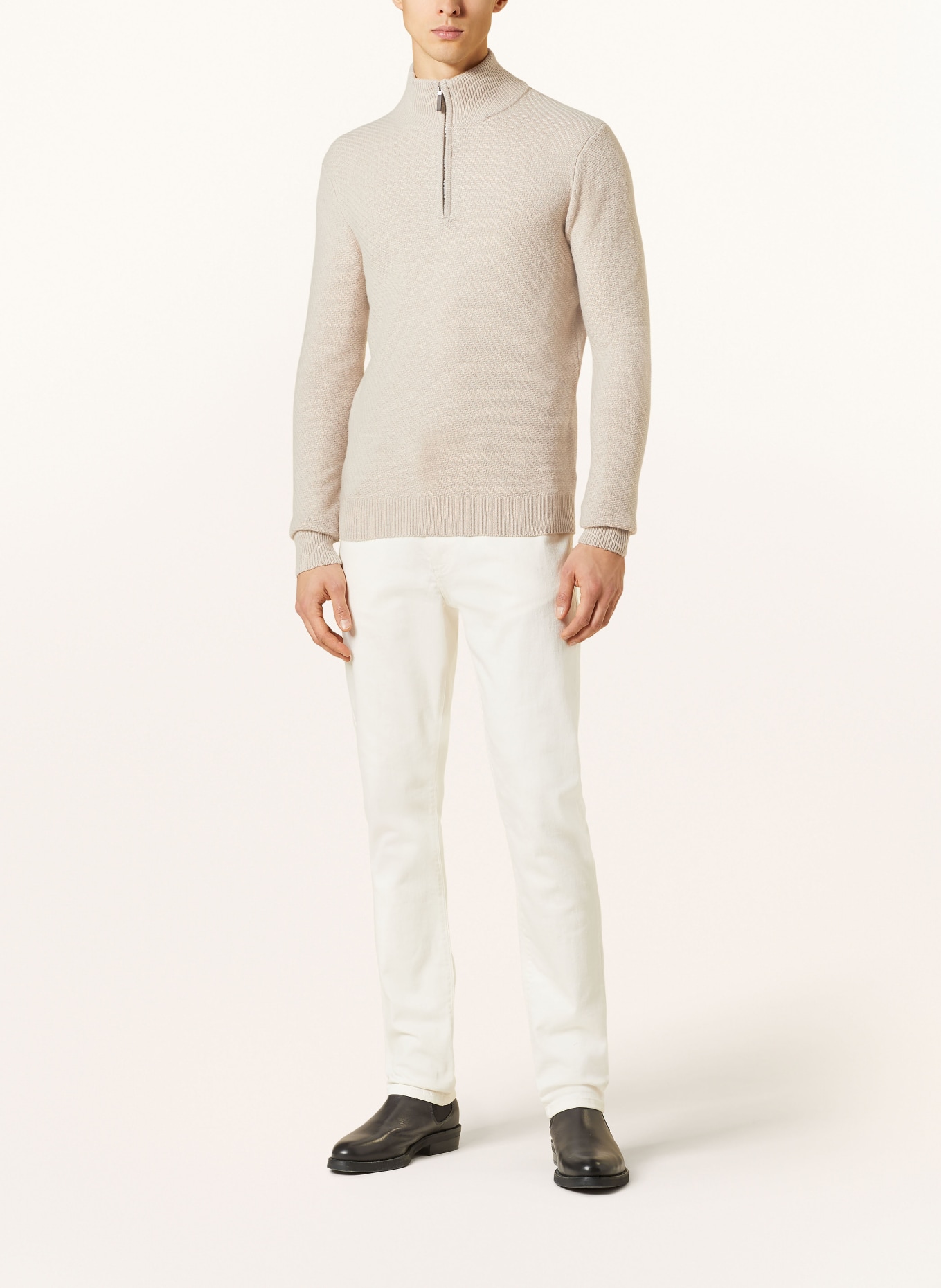 REISS Half-zip sweater TEMPO, Color: LIGHT BROWN (Image 2)