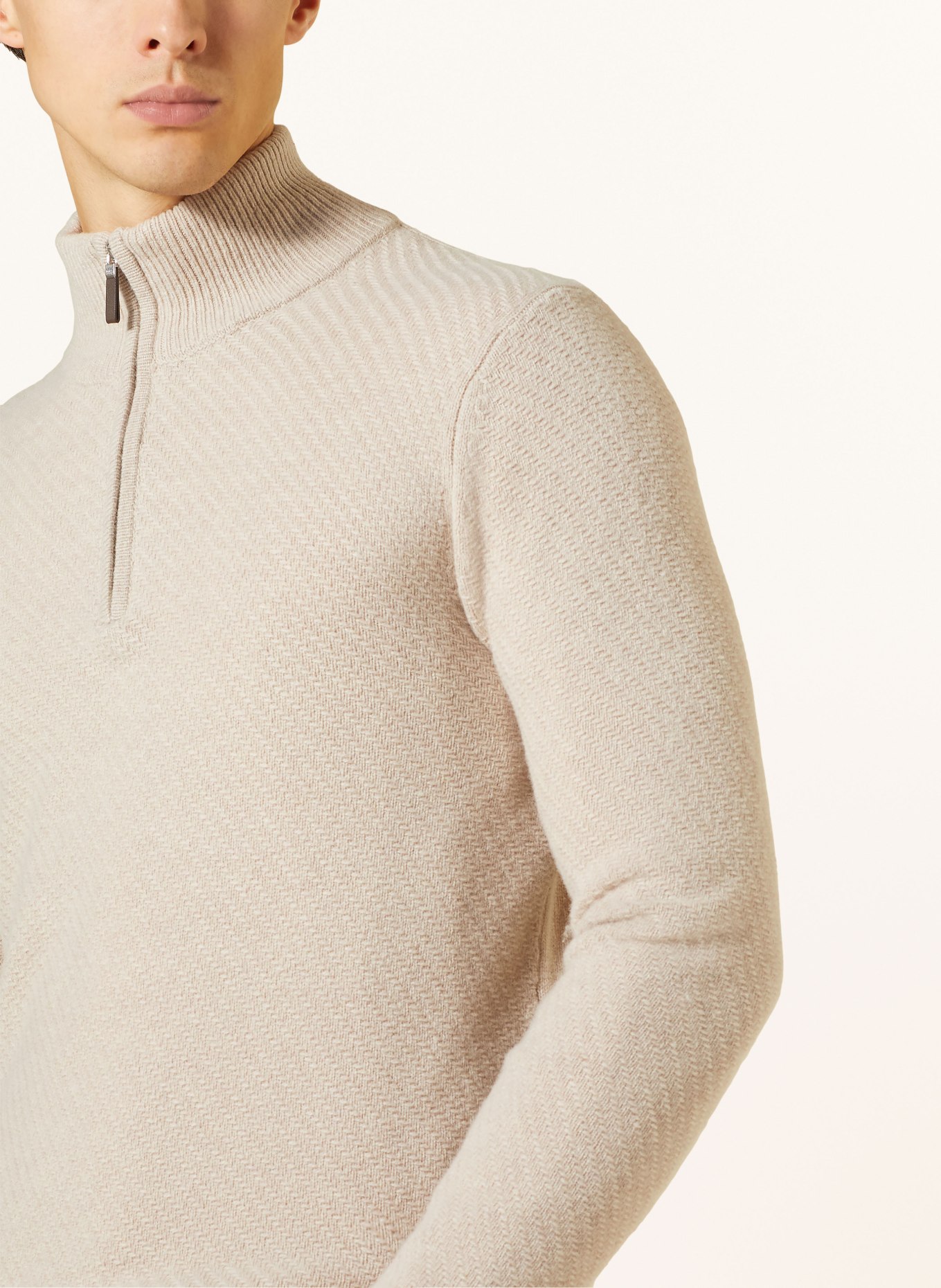 REISS Half-zip sweater TEMPO, Color: LIGHT BROWN (Image 4)
