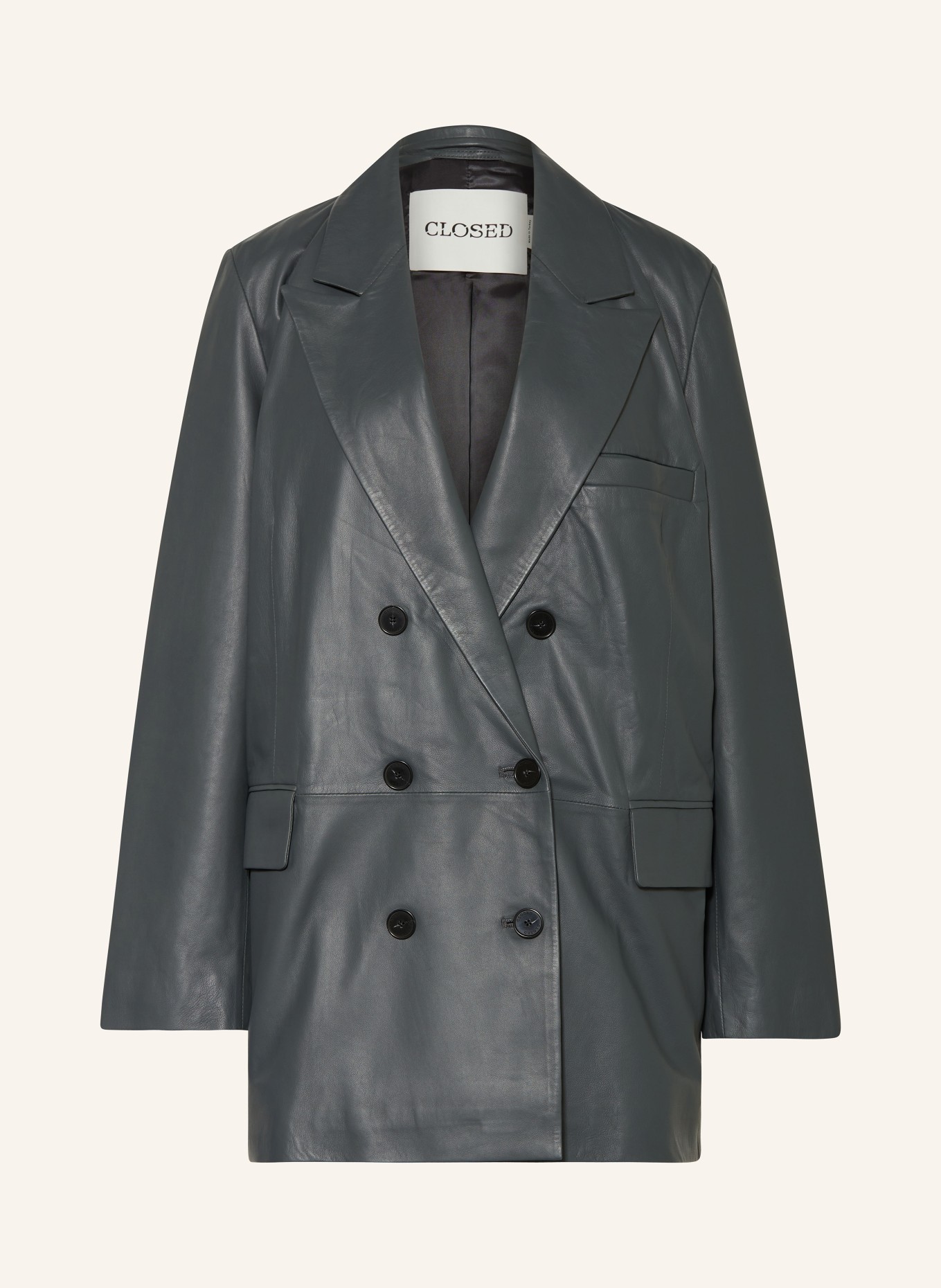 CLOSED Leather blazer, Color: GRAY (Image 1)