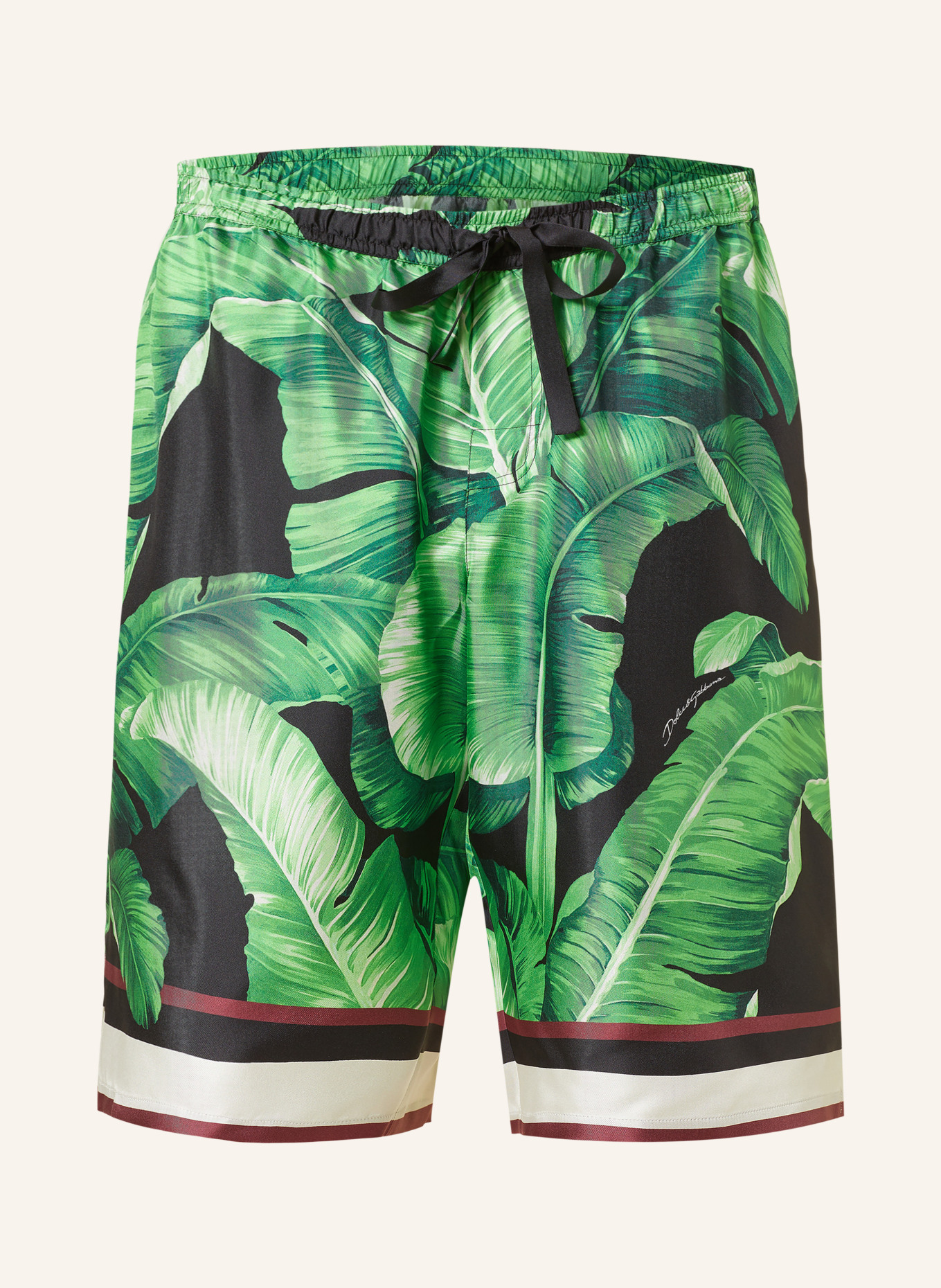 DOLCE & GABBANA Seidenshorts: SCHWARZ / GRÜN