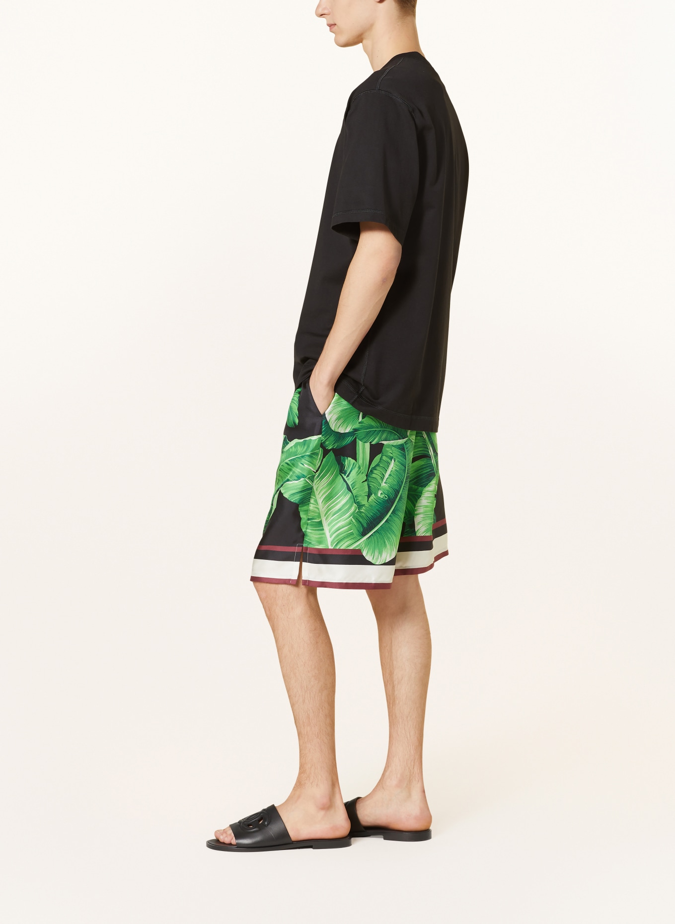 DOLCE & GABBANA Silk shorts, Color: BLACK/ GREEN (Image 4)