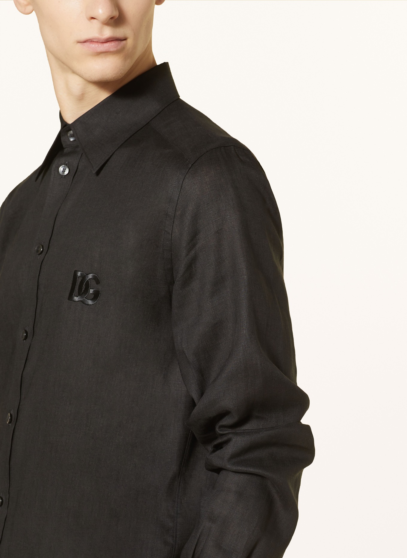 DOLCE & GABBANA Linen shirt regular fit, Color: BLACK (Image 4)
