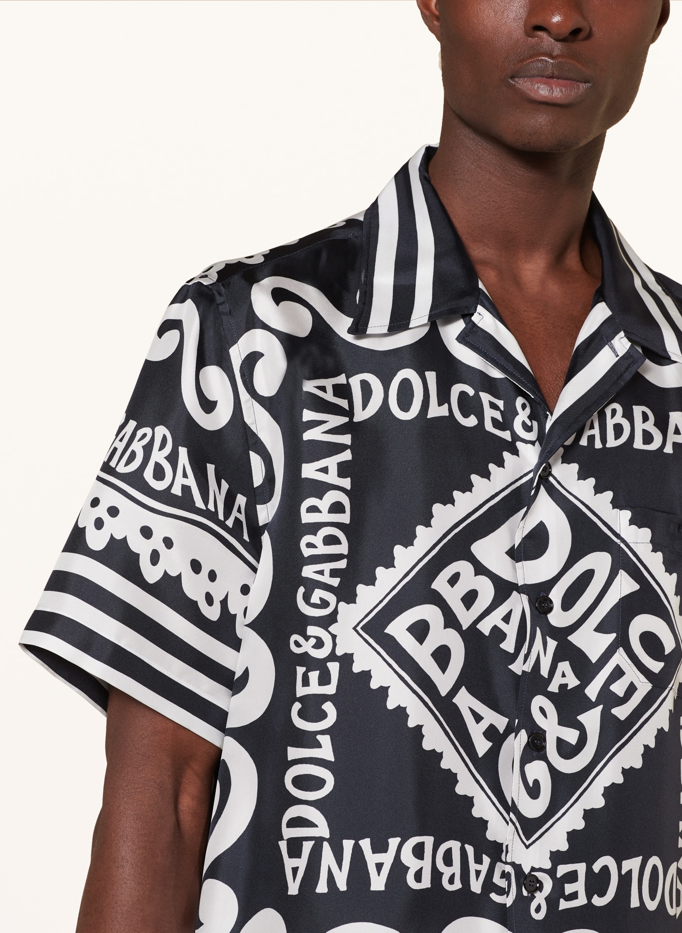 DOLCE & GABBANA Resorthemd Comfort Fit aus Seide, Farbe: DUNKELBLAU/ WEISS (Bild 4)