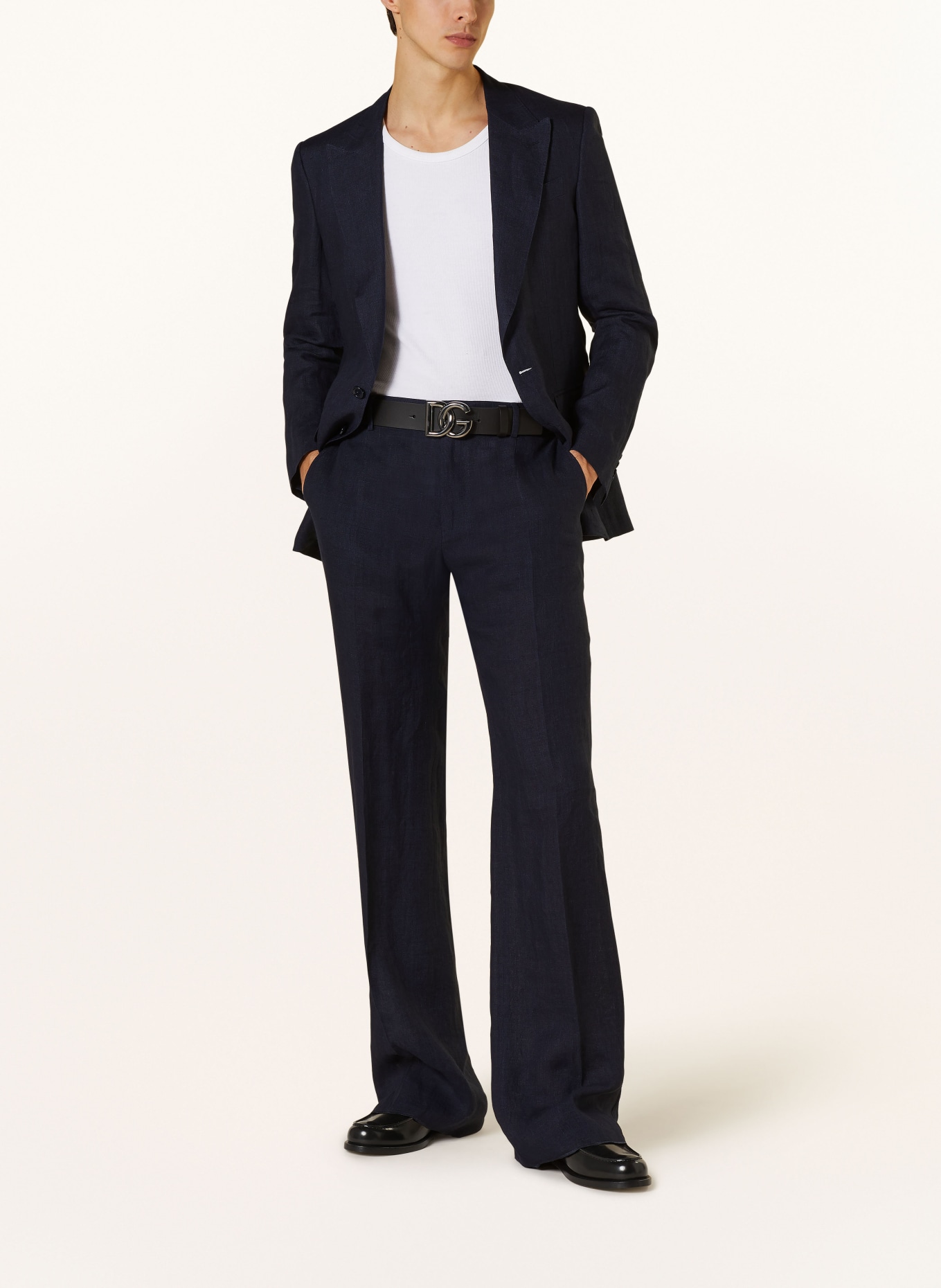 DOLCE & GABBANA Spodnie z lnu regular fit, Kolor: S8280 MELANGE AZZURRI-BLU (Obrazek 2)