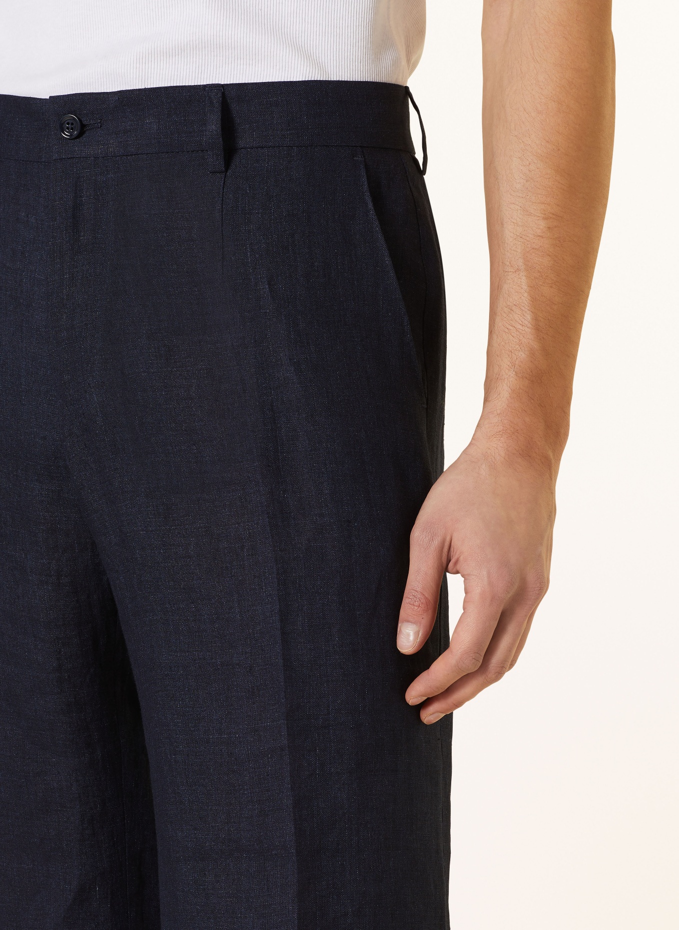 DOLCE & GABBANA Spodnie z lnu regular fit, Kolor: S8280 MELANGE AZZURRI-BLU (Obrazek 6)
