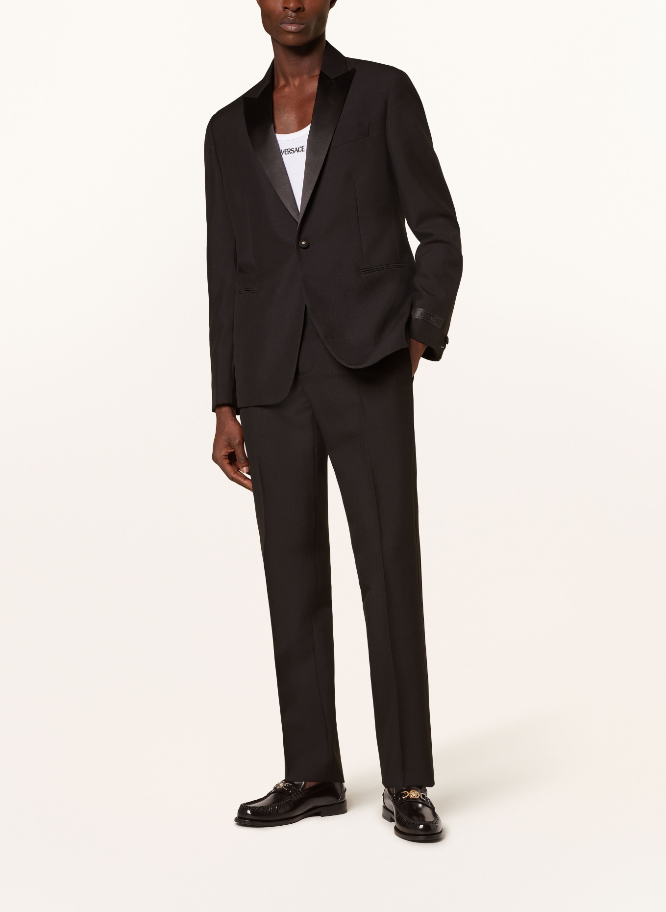 VERSACE Tuxedo trousers regular fit with tuxedo stripes, Color: BLACK (Image 2)