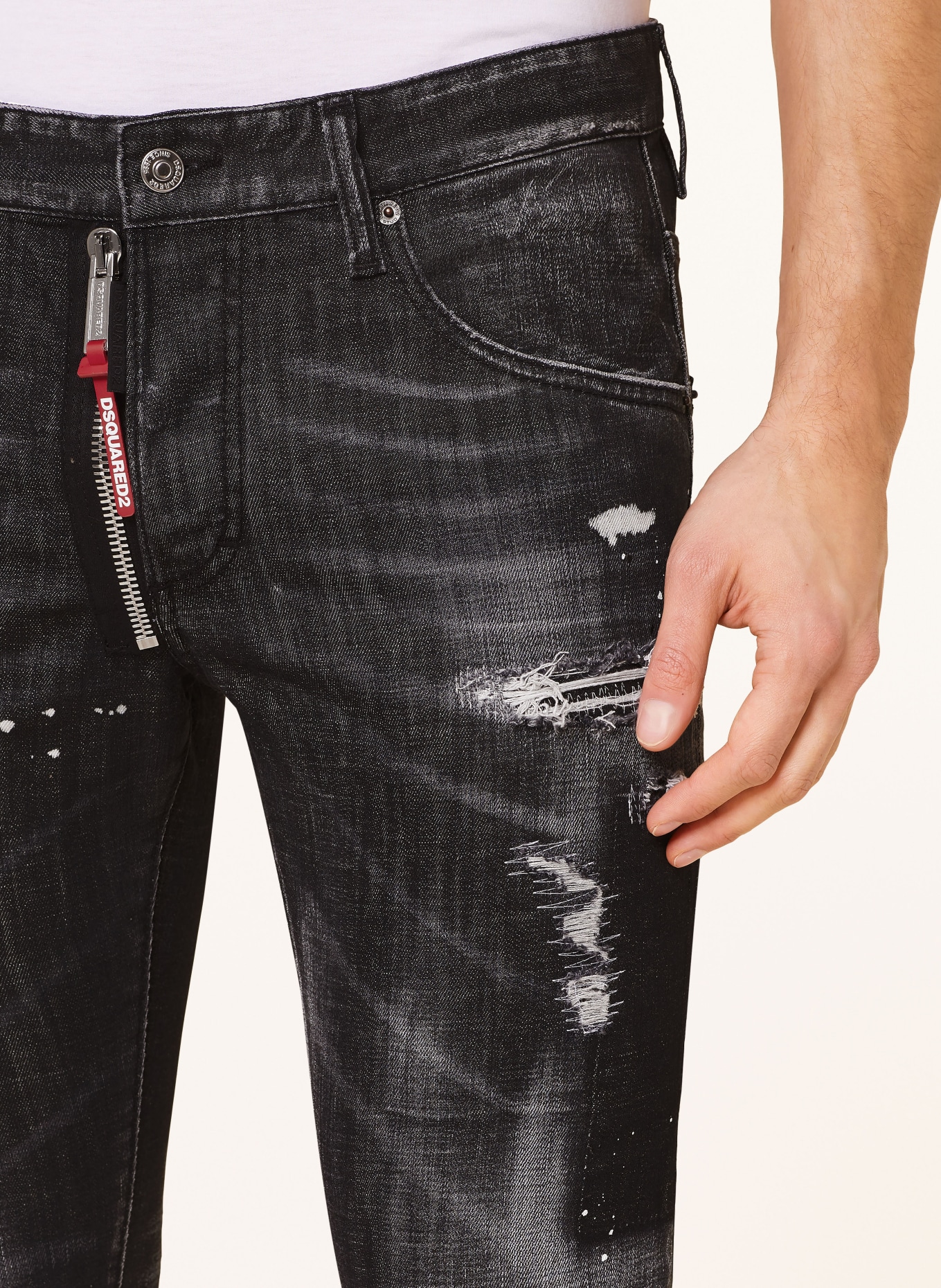 DSQUARED2 Jeansy w stylu destroyed SKATER extra slim fit, Kolor: 900 BLACK (Obrazek 5)
