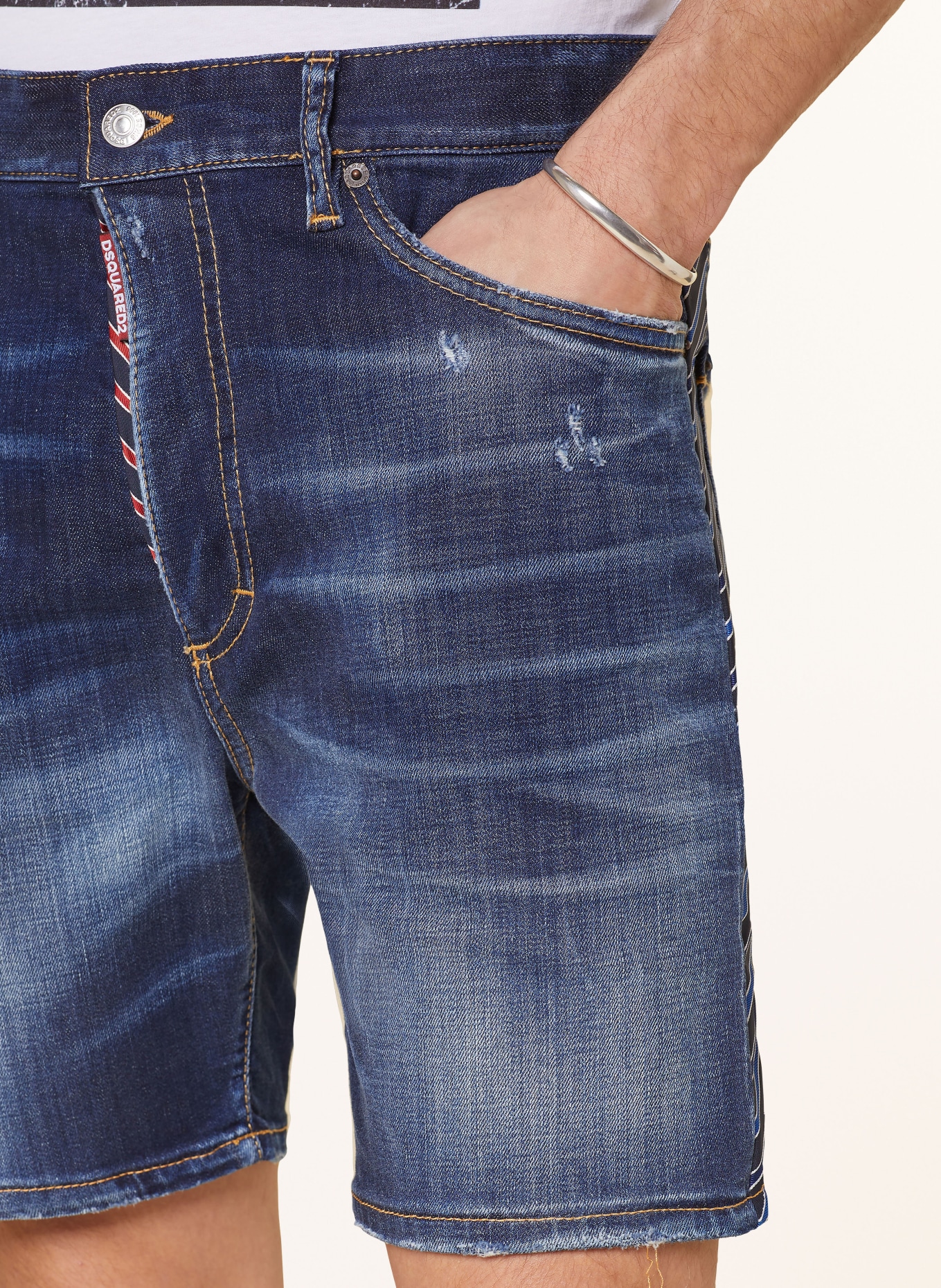 DSQUARED2 Szorty jeansowe z lampasami, Kolor: 470 NAVY BLUE (Obrazek 5)