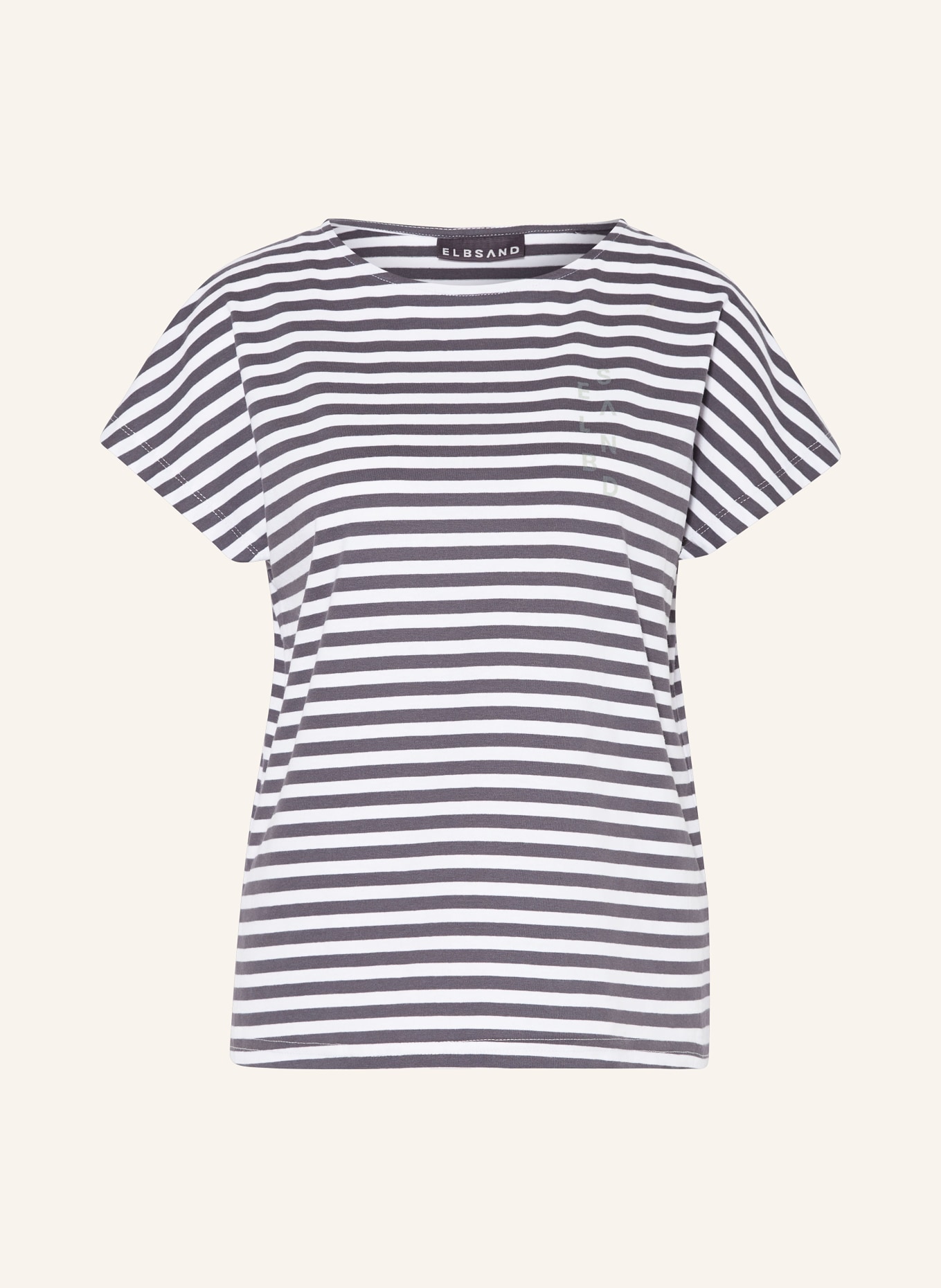 ELBSAND T-shirt SELMA, Color: DARK GRAY/ WHITE (Image 1)