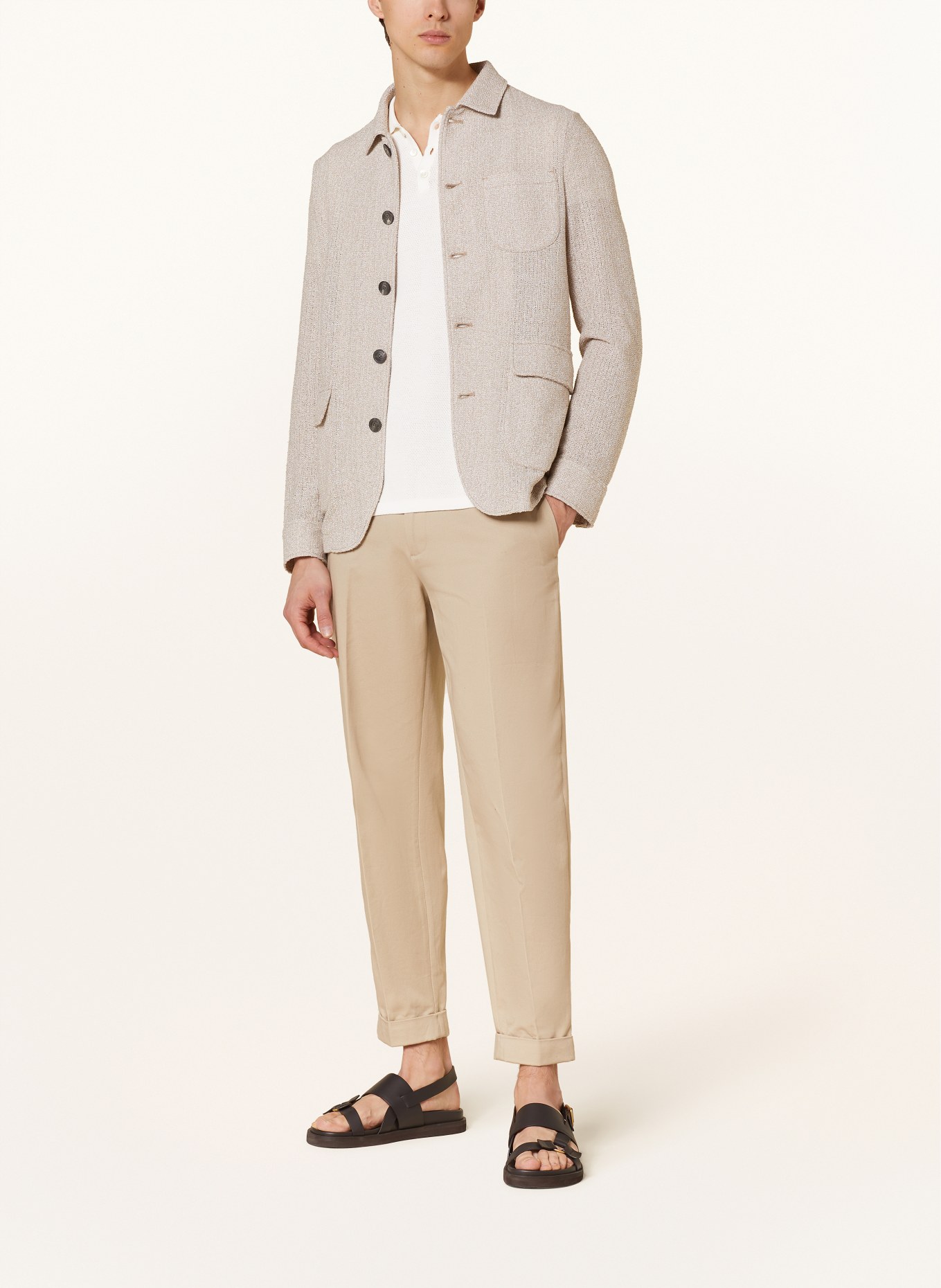 EMPORIO ARMANI Overshirt in knit fabric, Color: BEIGE (Image 2)