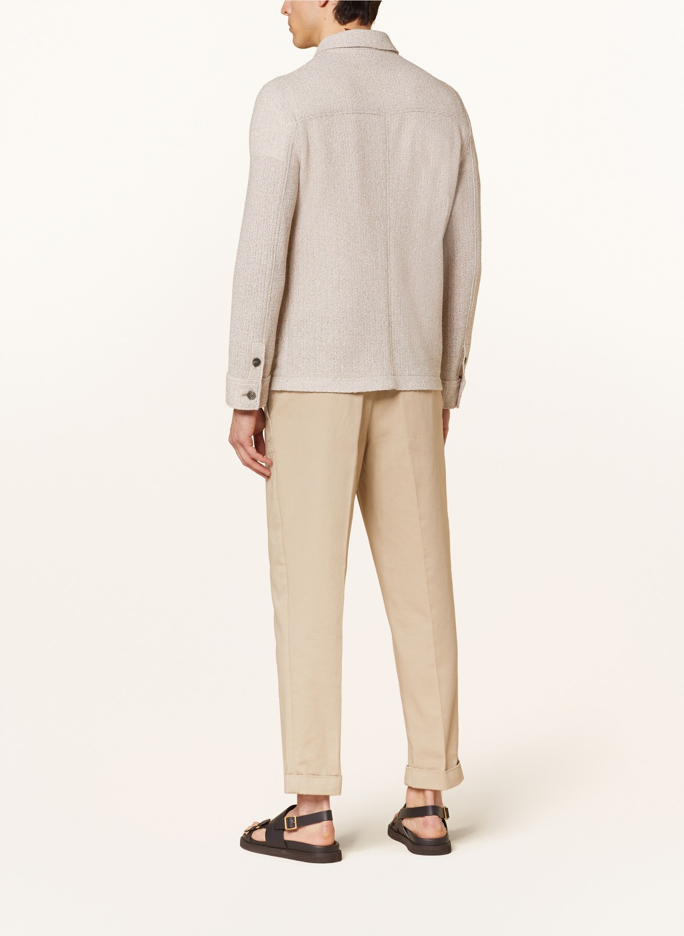 EMPORIO ARMANI Overshirt in knit fabric, Color: BEIGE (Image 3)