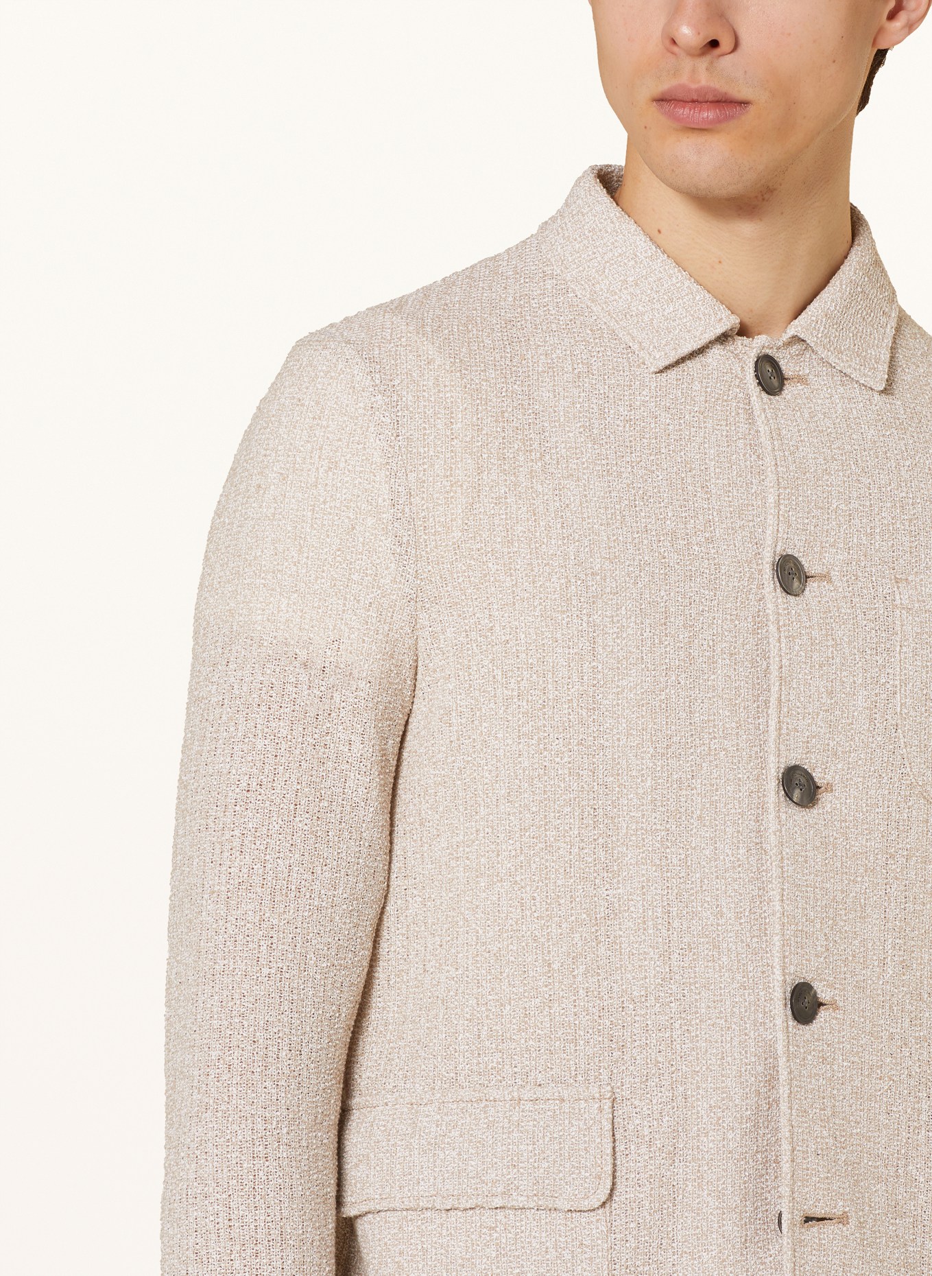 EMPORIO ARMANI Overshirt in knit fabric, Color: BEIGE (Image 5)