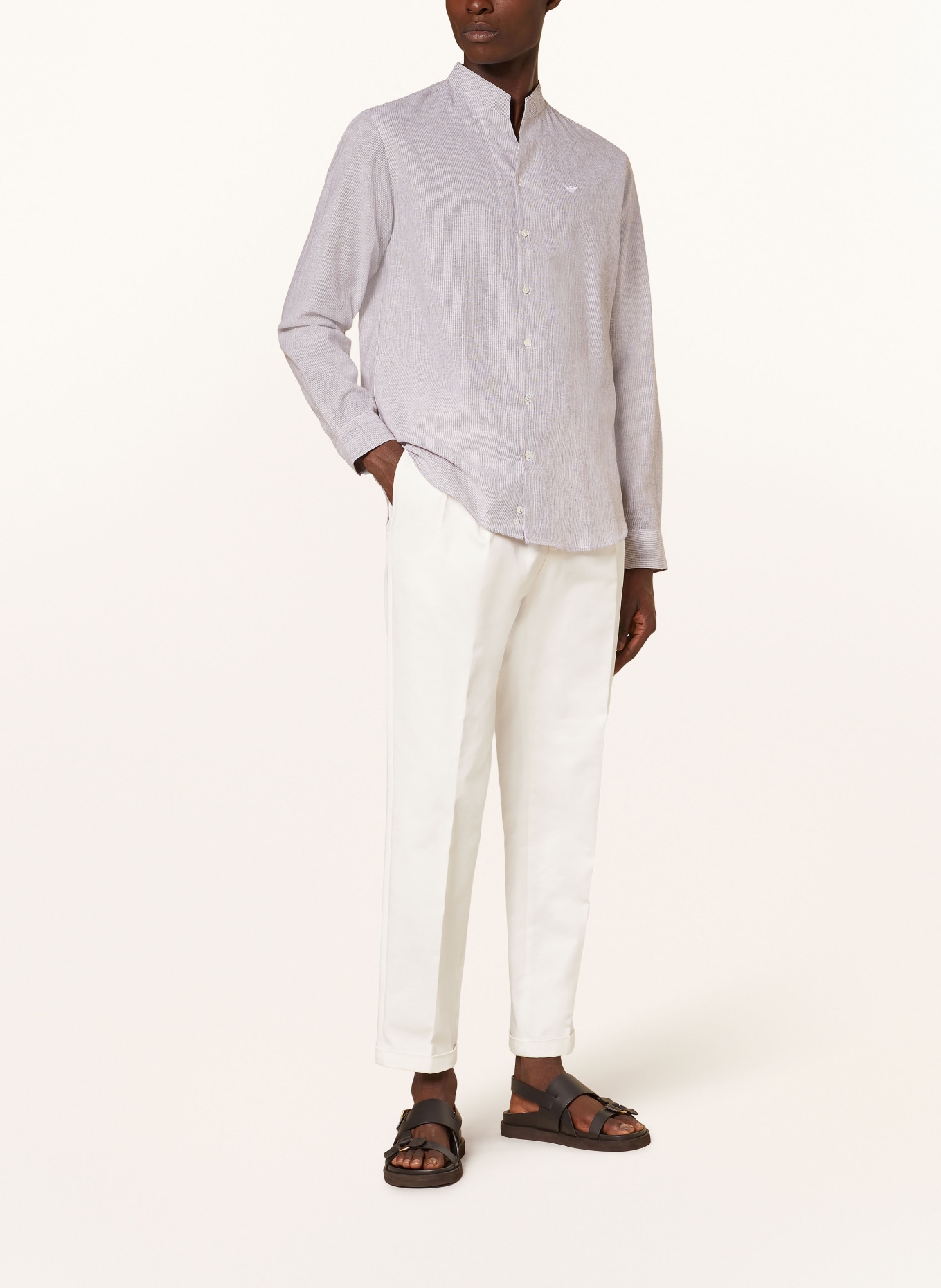 EMPORIO ARMANI Hemd Modern Fit mit Leinen, Farbe: BRAUN/ CREME (Bild 2)